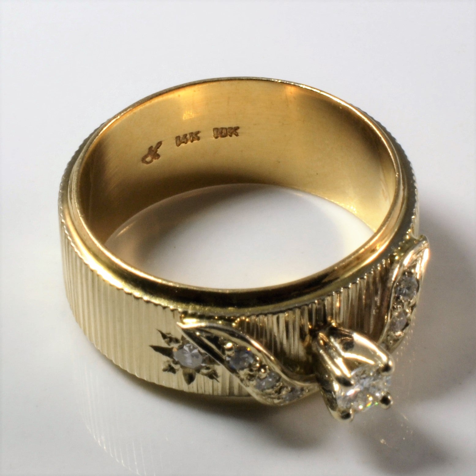 Textured Gold Diamond Ring | 0.33ctw | SZ 8.5 |