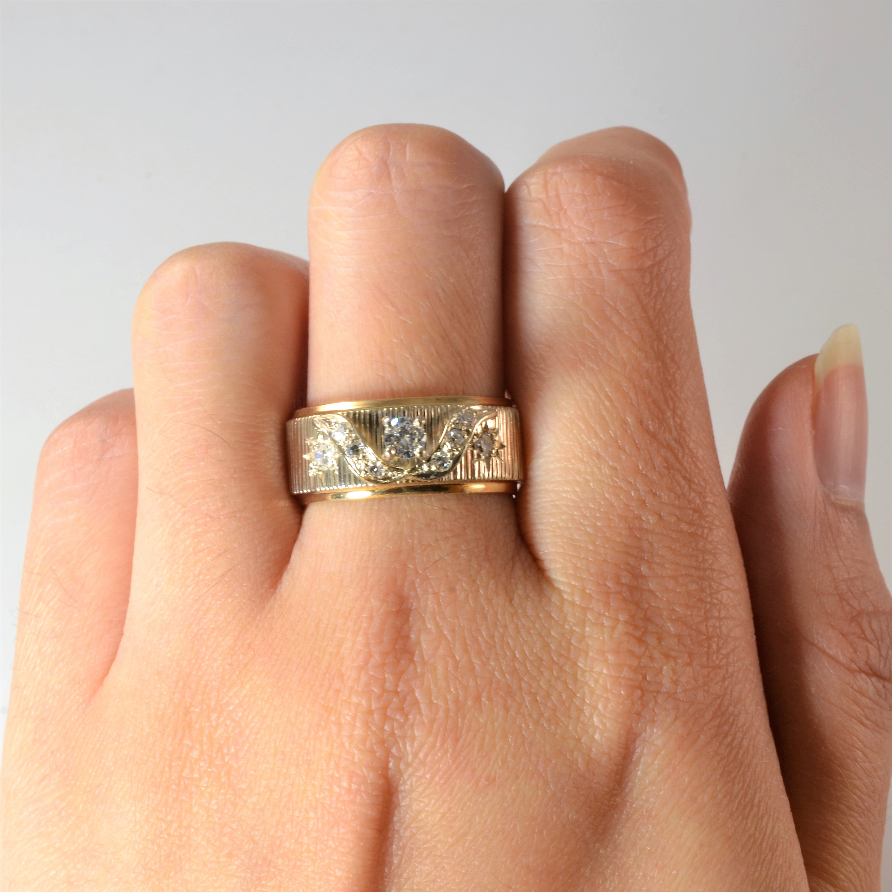 Textured Gold Diamond Ring | 0.33ctw | SZ 8.5 |