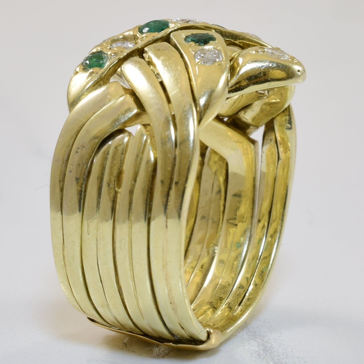 Diamond & Emerald Puzzle Ring | 0.36ctw, 0.24ctw | SZ 9.5 |
