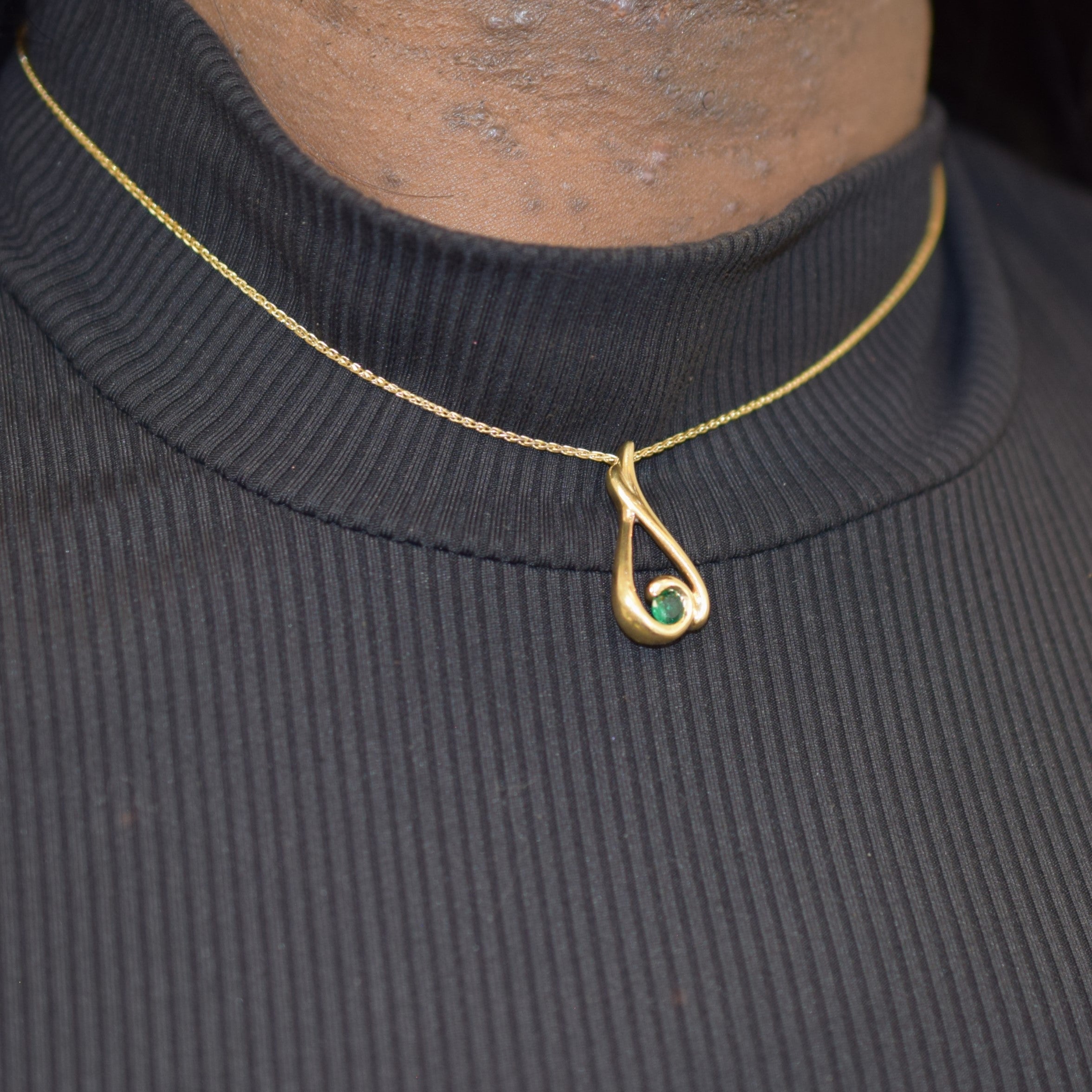 Emerald Bypass Drop Necklace | 0.20ct | 19" |