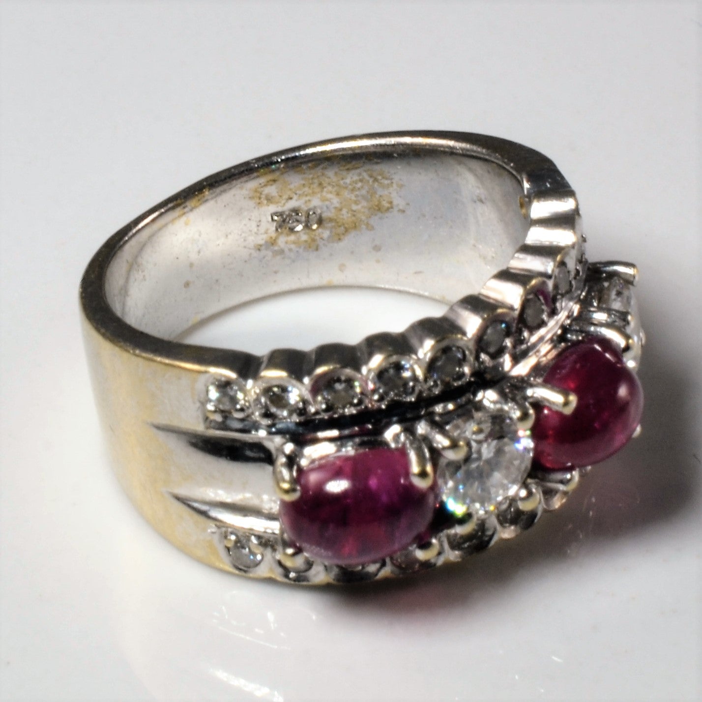 Cabochon Ruby & Diamond Ring | 0.68ctw, 1.00ctw | SZ 4.25 |