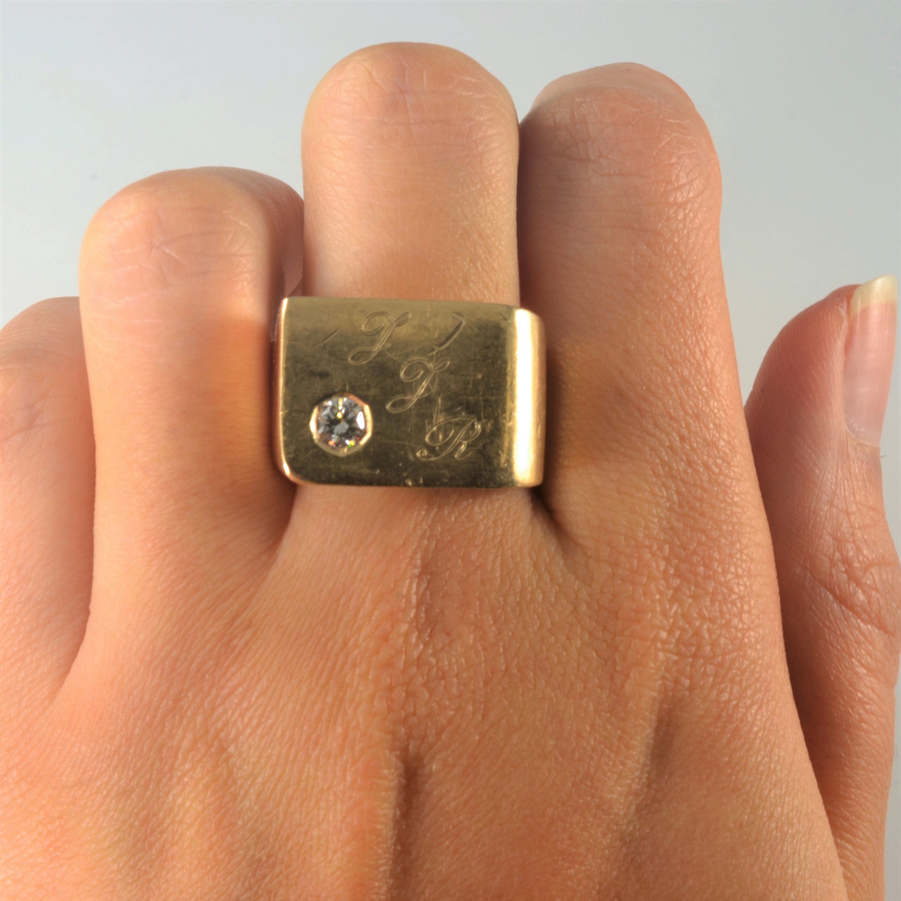 Flush Set Initial 'JJR' Signet Ring | 0.40ct | SZ 11.75 |