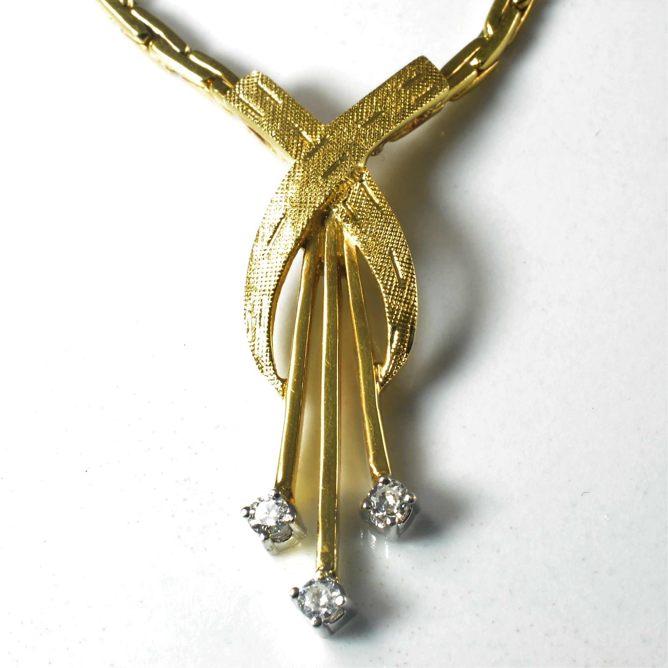 Three Stone Diamond Tassel Necklace | 0.075ctw | 17" |