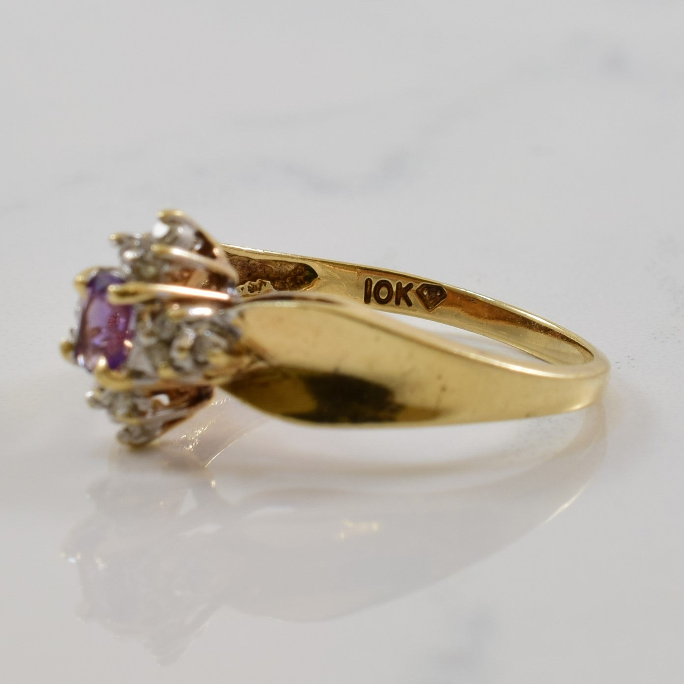 Petite Amethyst & Diamond Ring | 0.15ct, 0.06ctw | SZ 6.5 |