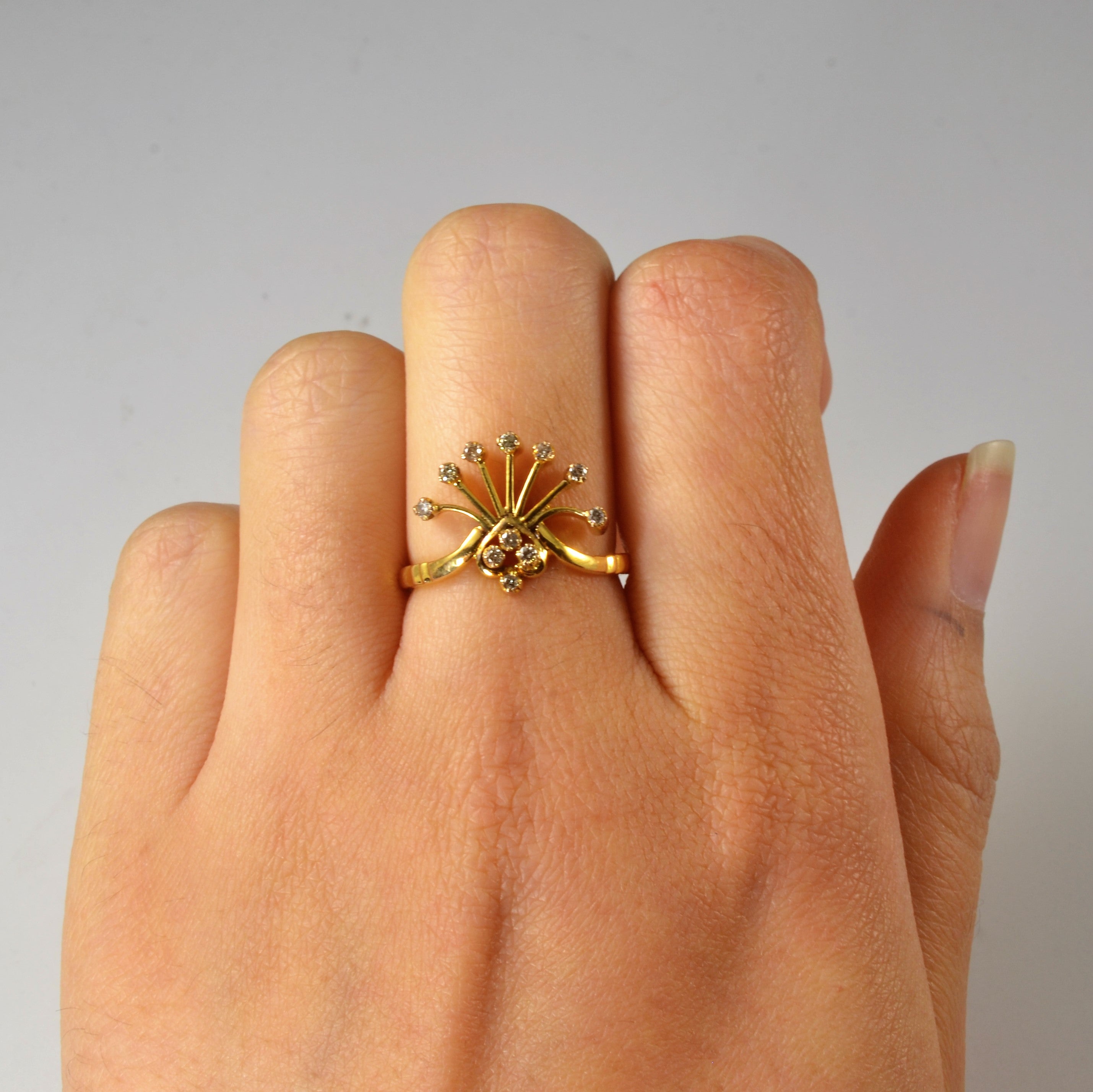 Unique Diamond Tiara Ring | 0.11ctw | SZ 6.5 |