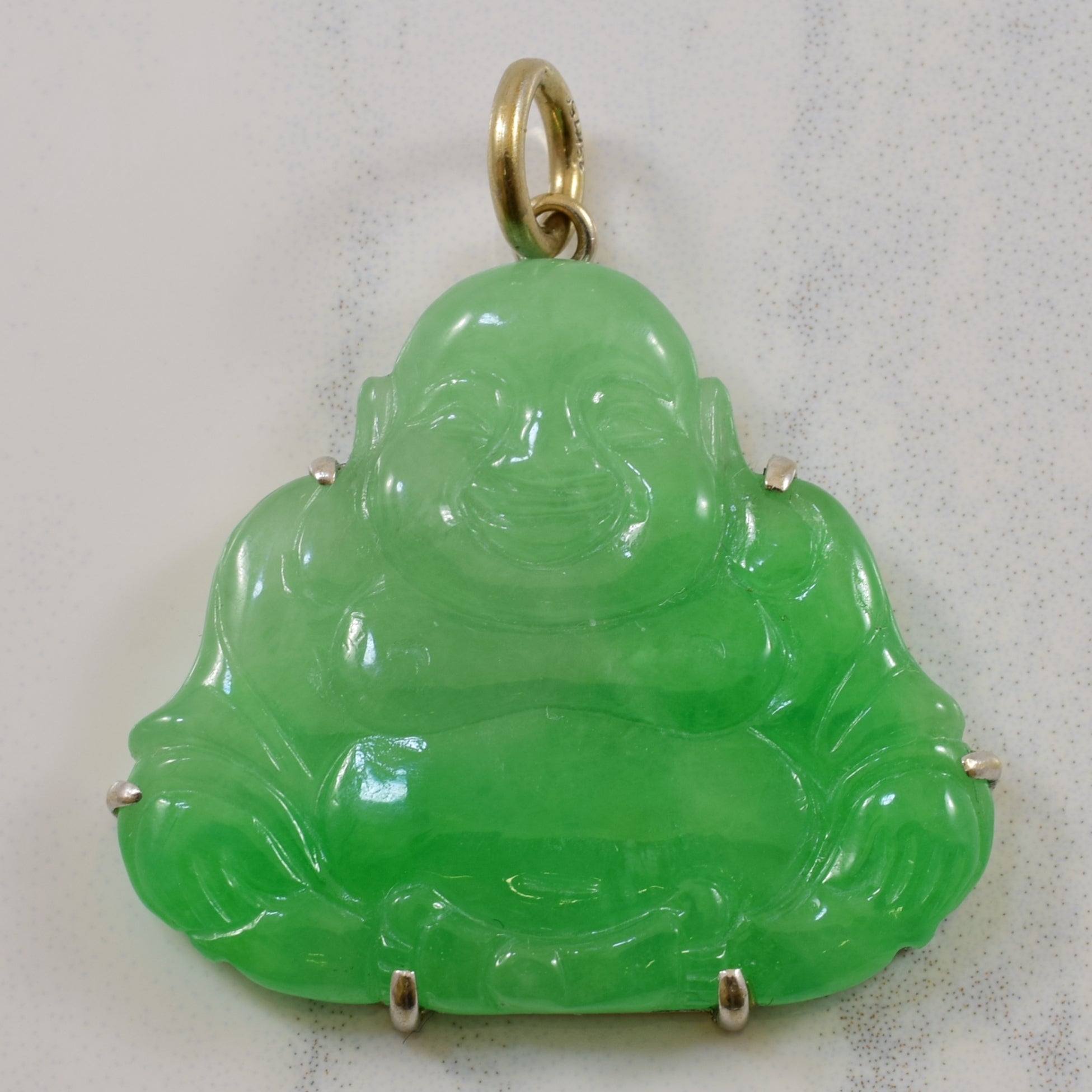 Jadeite Carved Buddha 18k Pendant