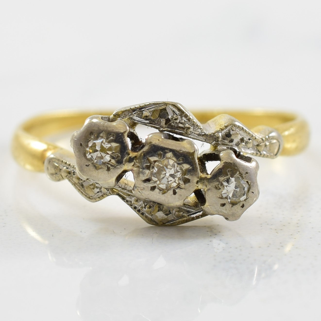 Charles Green & Son' Diamond Bypass Ring Circa 1920s | 0.04ctw | SZ 5.5 |
