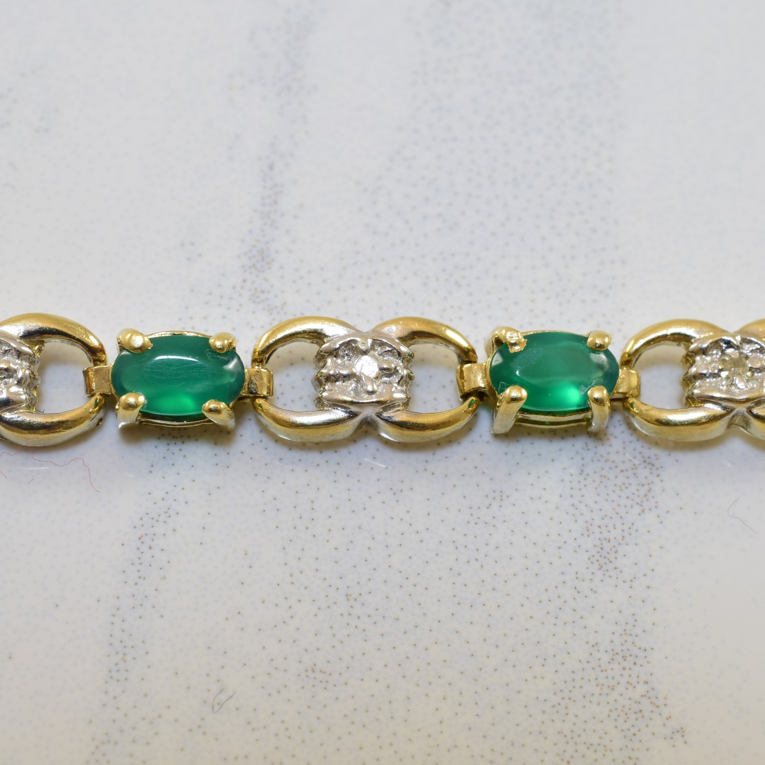 Green Onyx & Diamond Bracelet | 1.80ctw, 0.02ctw | 6.5" |