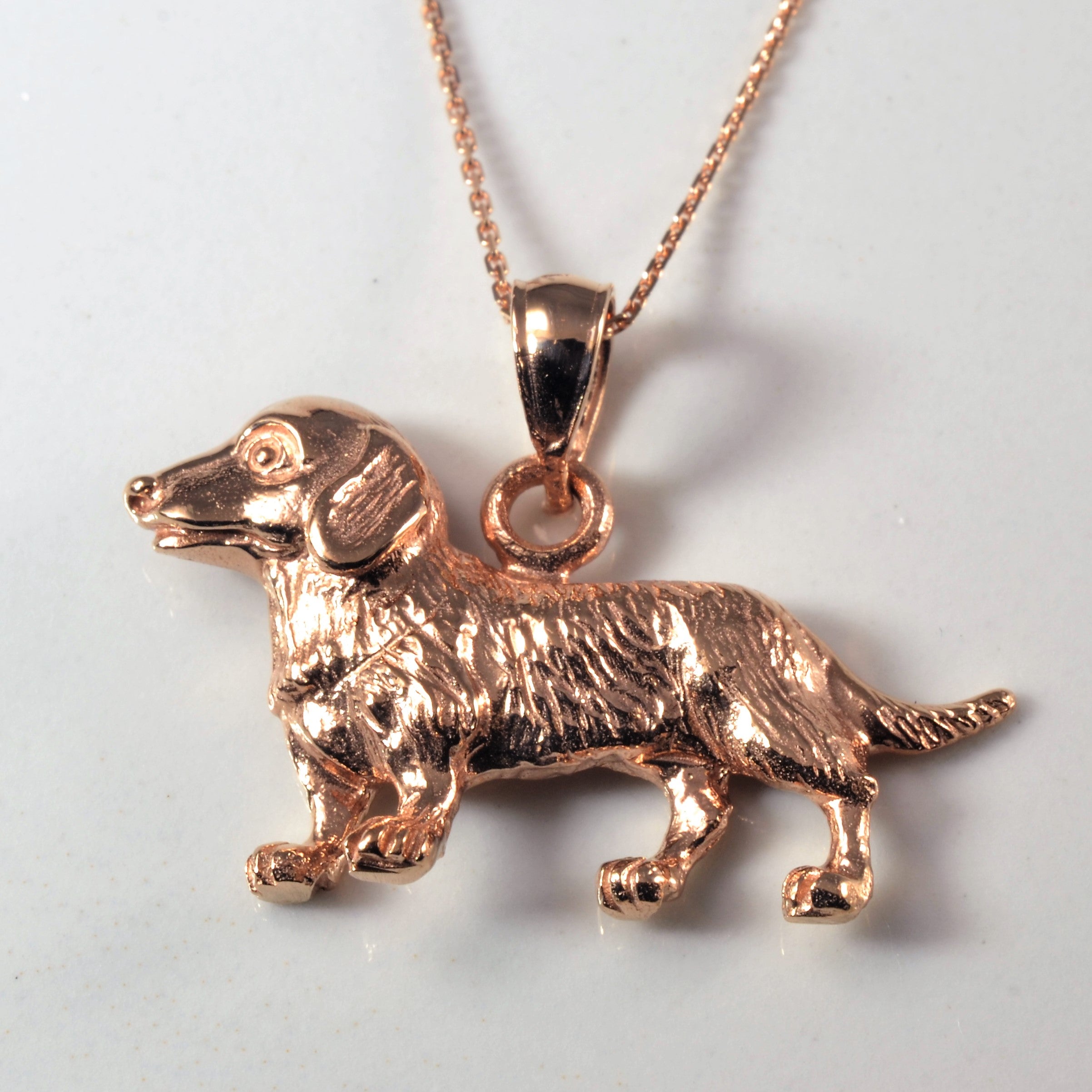 14k Rose Gold Dog Pendant Necklace | 18"|