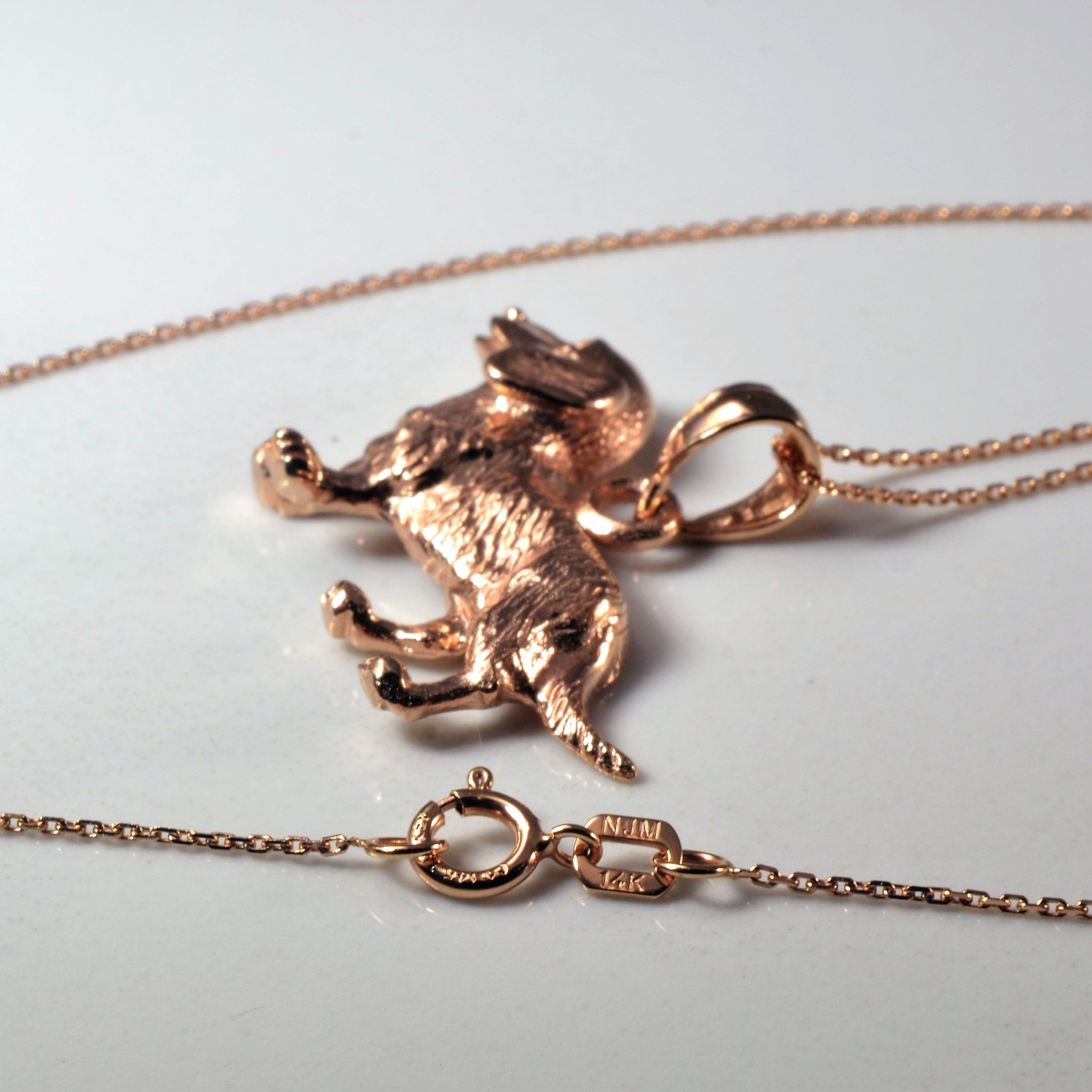 14k Rose Gold Dog Pendant Necklace | 18"|