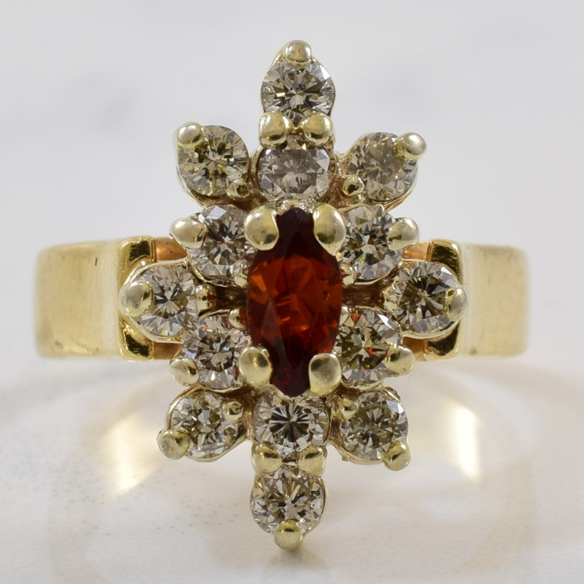 Garnet & Diamond Cluster Ring | 0.63ctw, 0.18ct | SZ 5 |