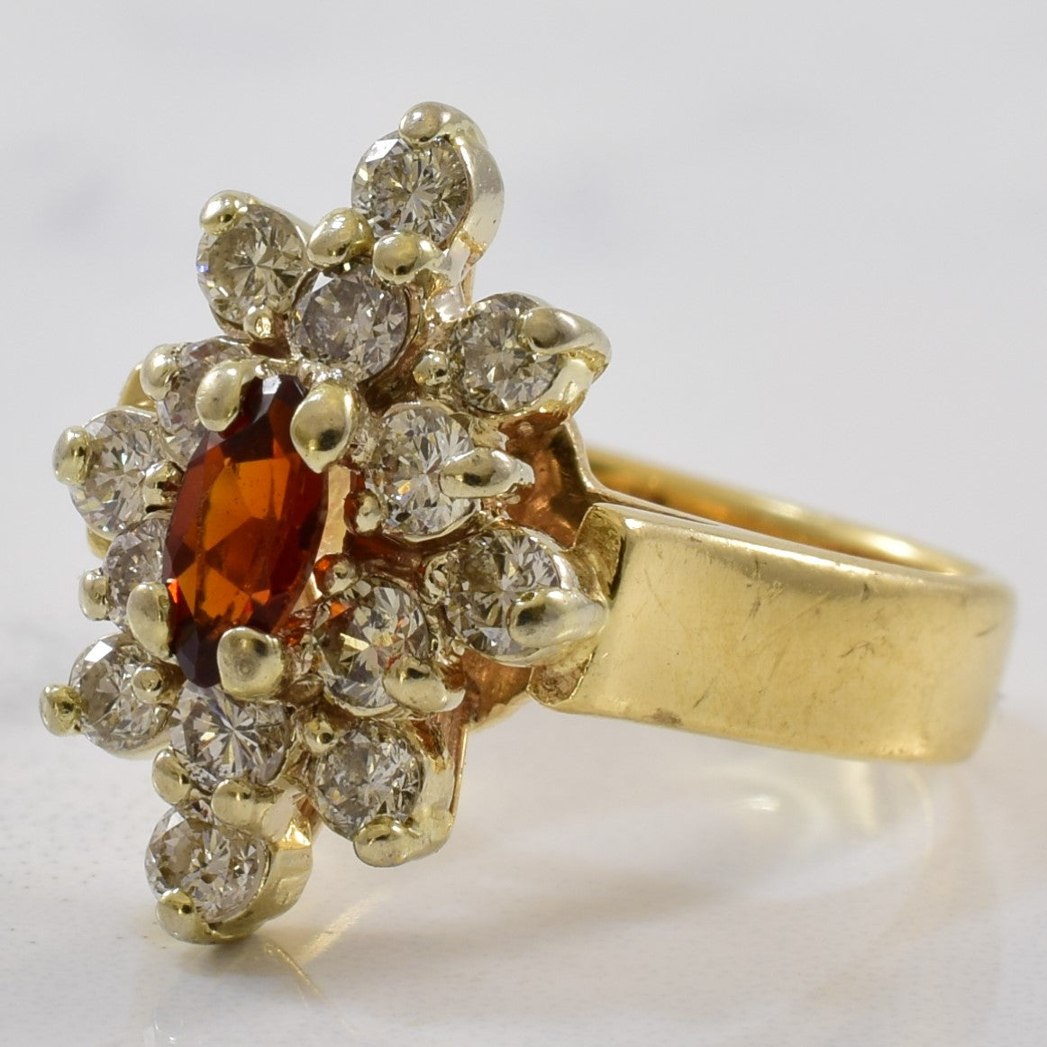 Garnet & Diamond Cluster Ring | 0.63ctw, 0.18ct | SZ 5 |