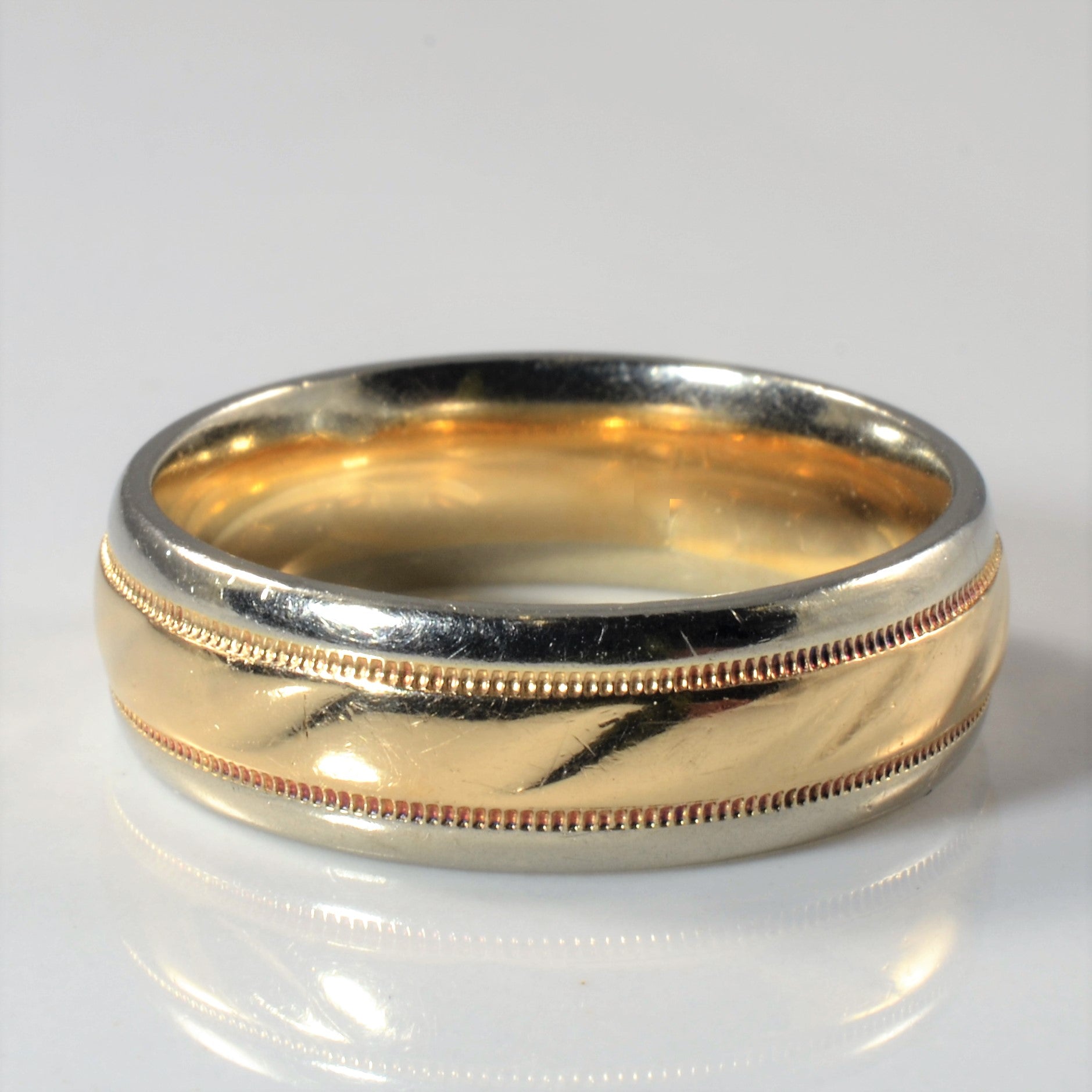 Milgrain Detailed Two Tone Gold Band | SZ 11.25 |