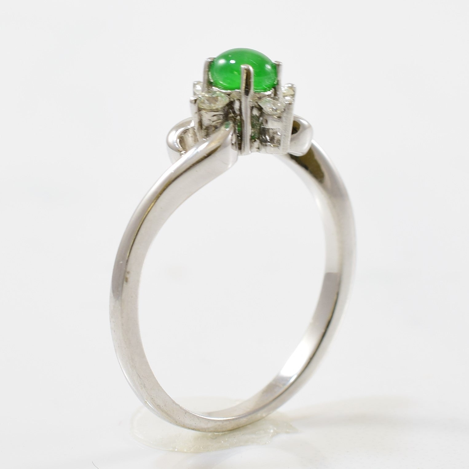 Jade & Diamond Bypass Ring | 0.12ctw, 0.40ct | SZ 6.5 |