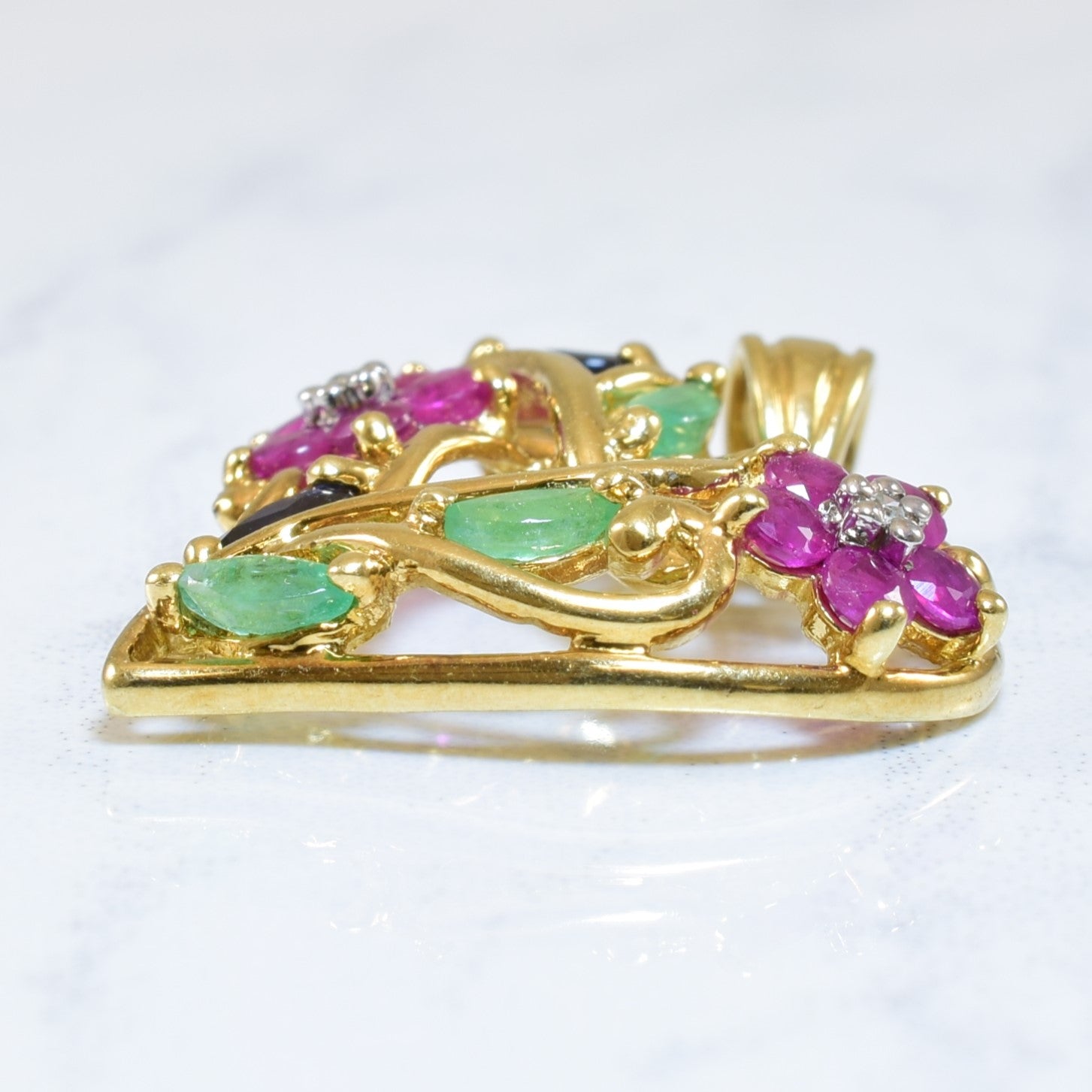 Mixed Gem Heart Pendant | 0.62ctw, 0.01ctw |