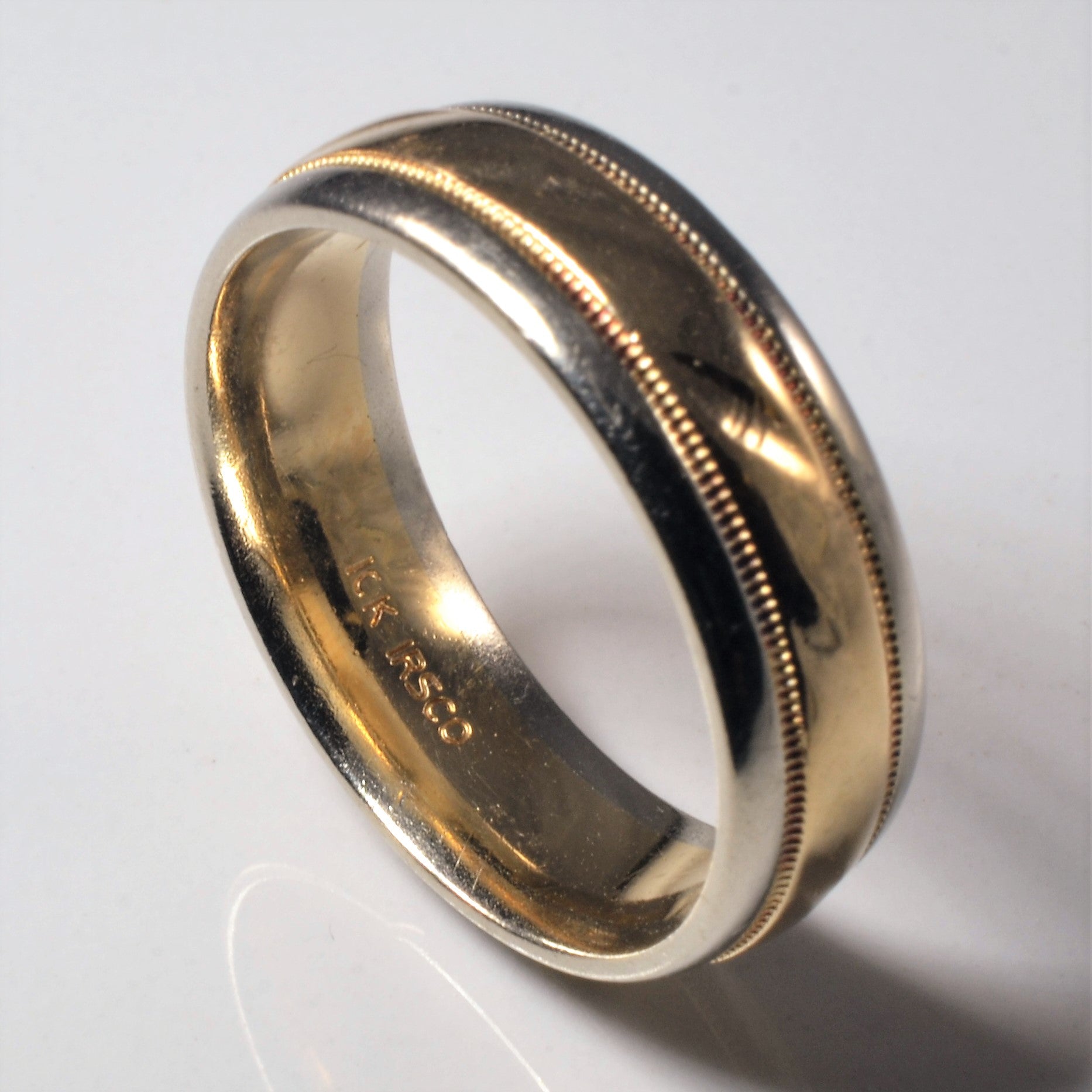 Milgrain Detailed Two Tone Gold Band | SZ 11.25 |
