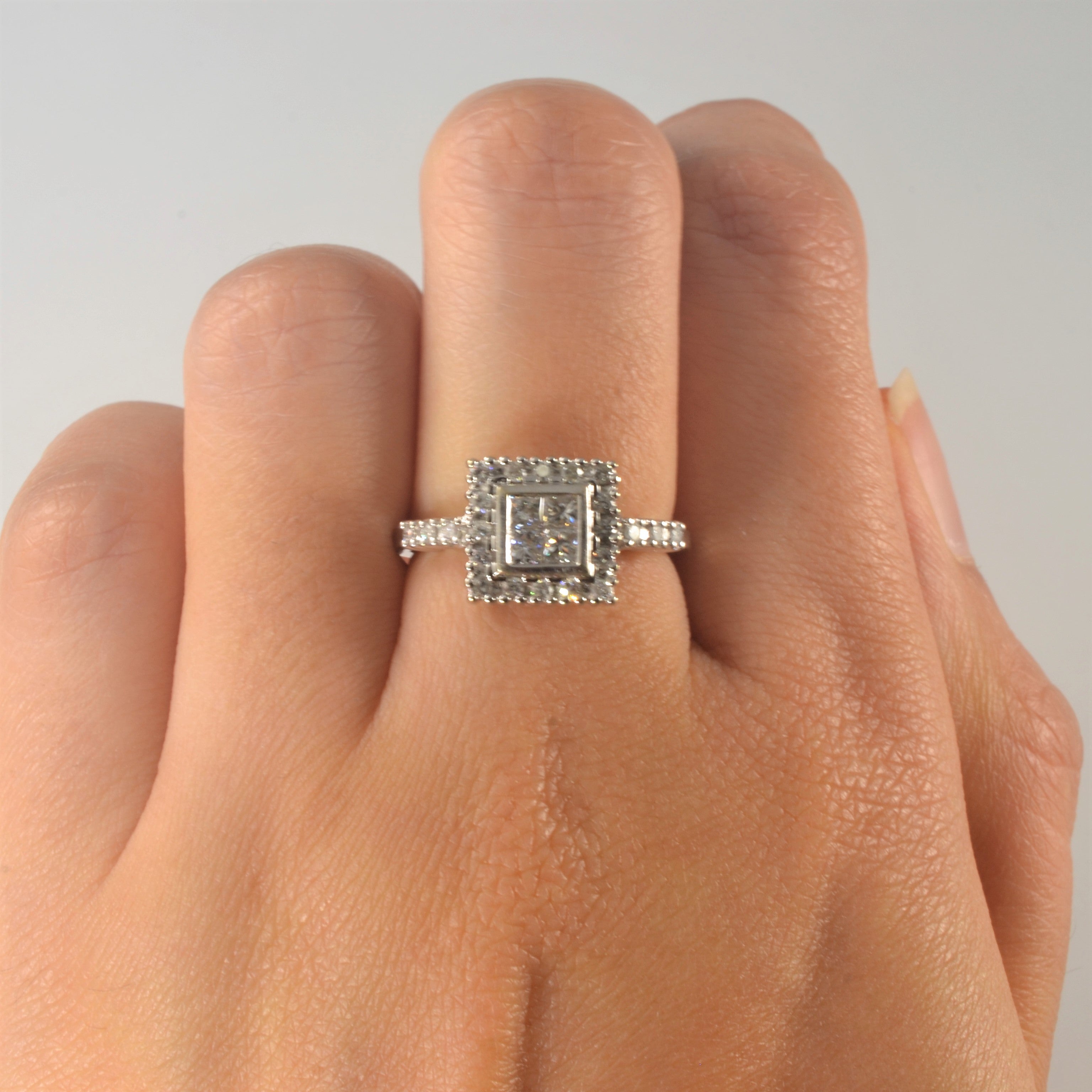 Quad Set Princess Halo Diamond Ring | 0.82ctw | SZ 5.5 |