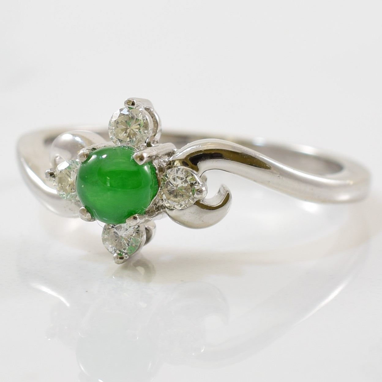 Jade & Diamond Bypass Ring | 0.12ctw, 0.40ct | SZ 6.5 |