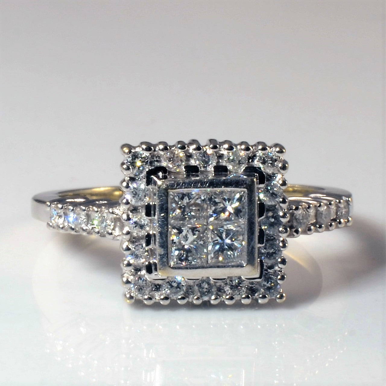 Quad Set Princess Halo Diamond Ring | 0.82ctw | SZ 5.5 |
