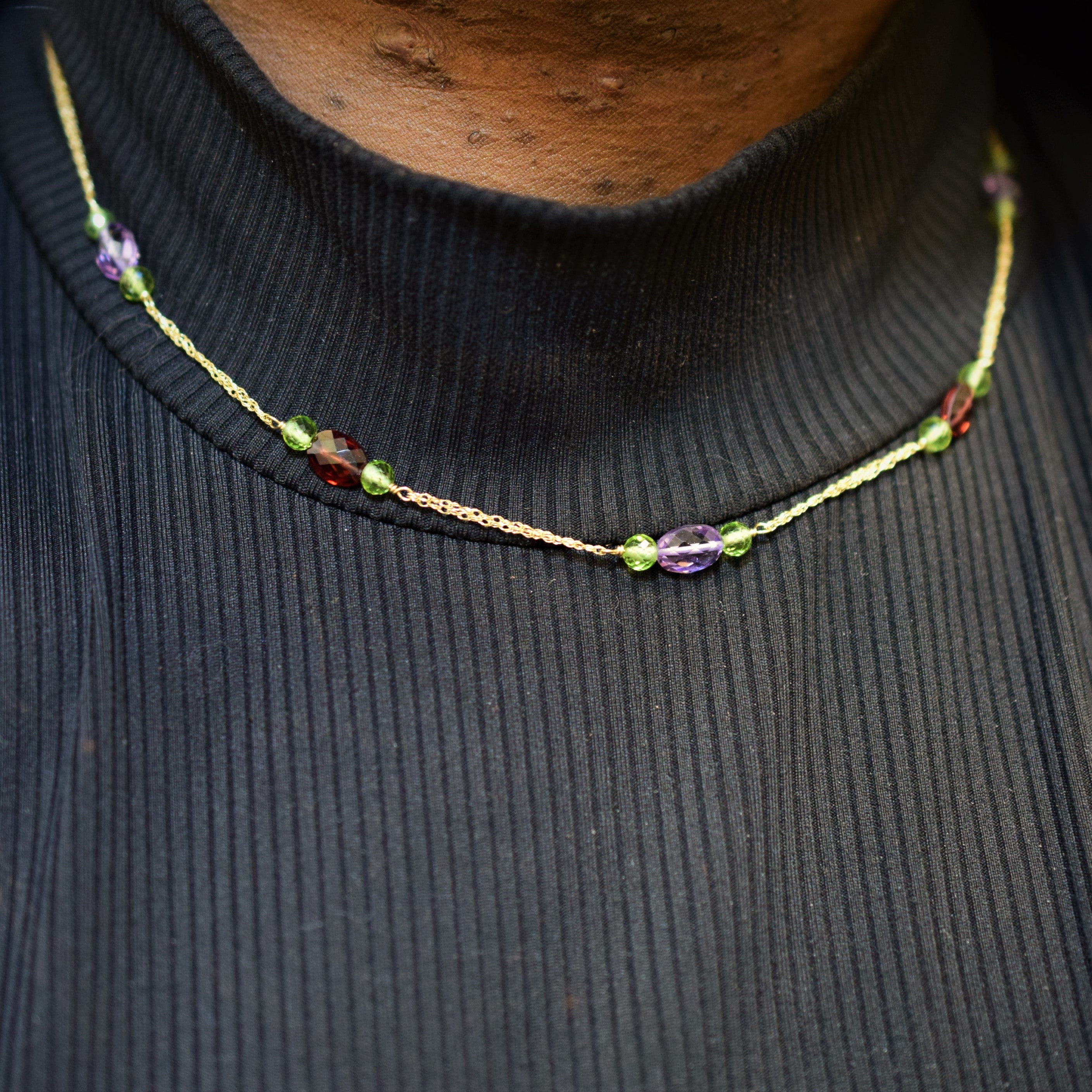 Multi Gem Beaded Necklace | 14.00ctw | 17" |