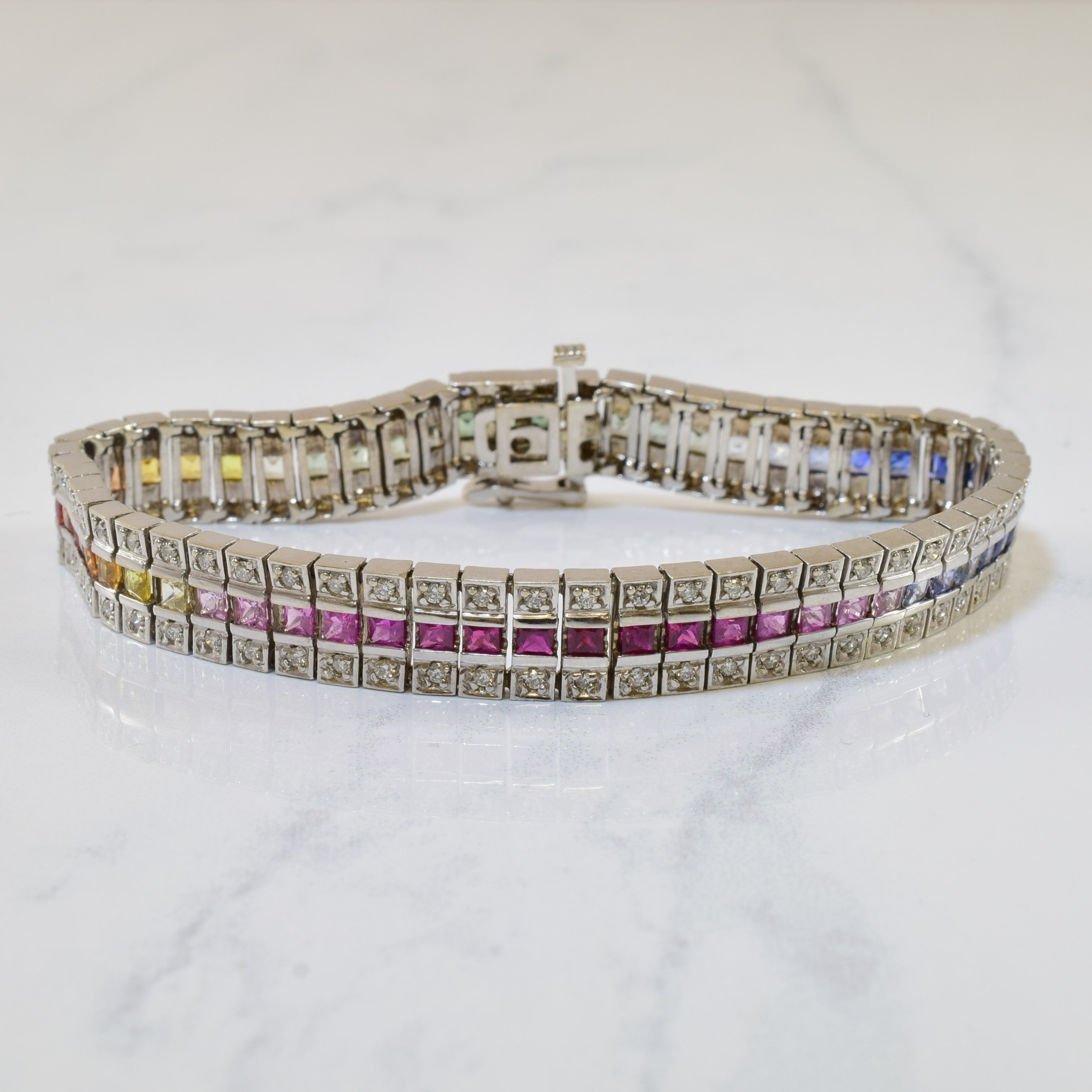 Rainbow Gem & Diamond Bracelet | 5.30ctw, 1.14ctw | 7.5" |