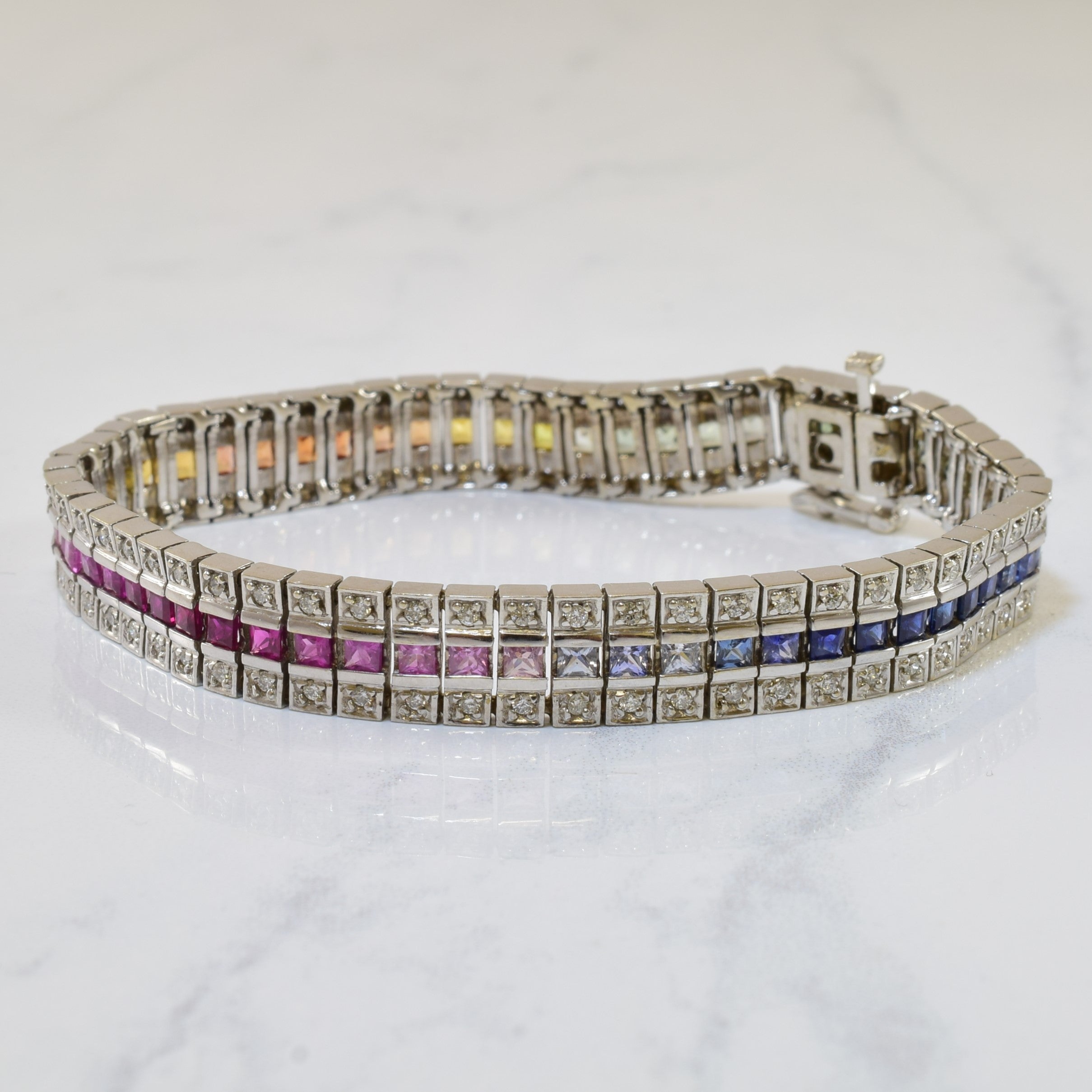 Rainbow Gem & Diamond Bracelet | 5.30ctw, 1.14ctw | 7.5" |