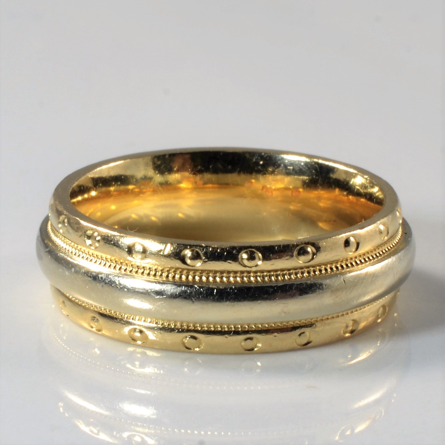Milgrain Detailed Two Tone Gold Band | SZ 5.75 |