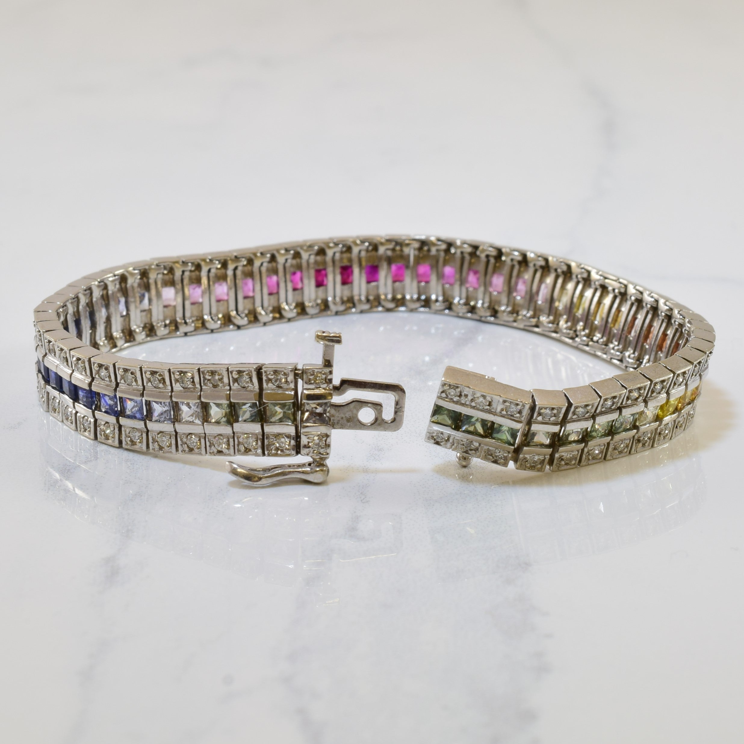 Rainbow Gem & Diamond Bracelet | 5.30ctw, 1.14ctw | 7.5" |