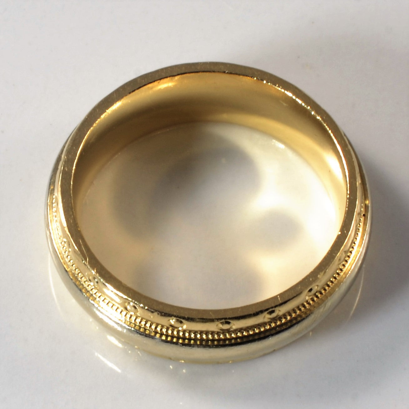 Milgrain Detailed Two Tone Gold Band | SZ 5.75 |