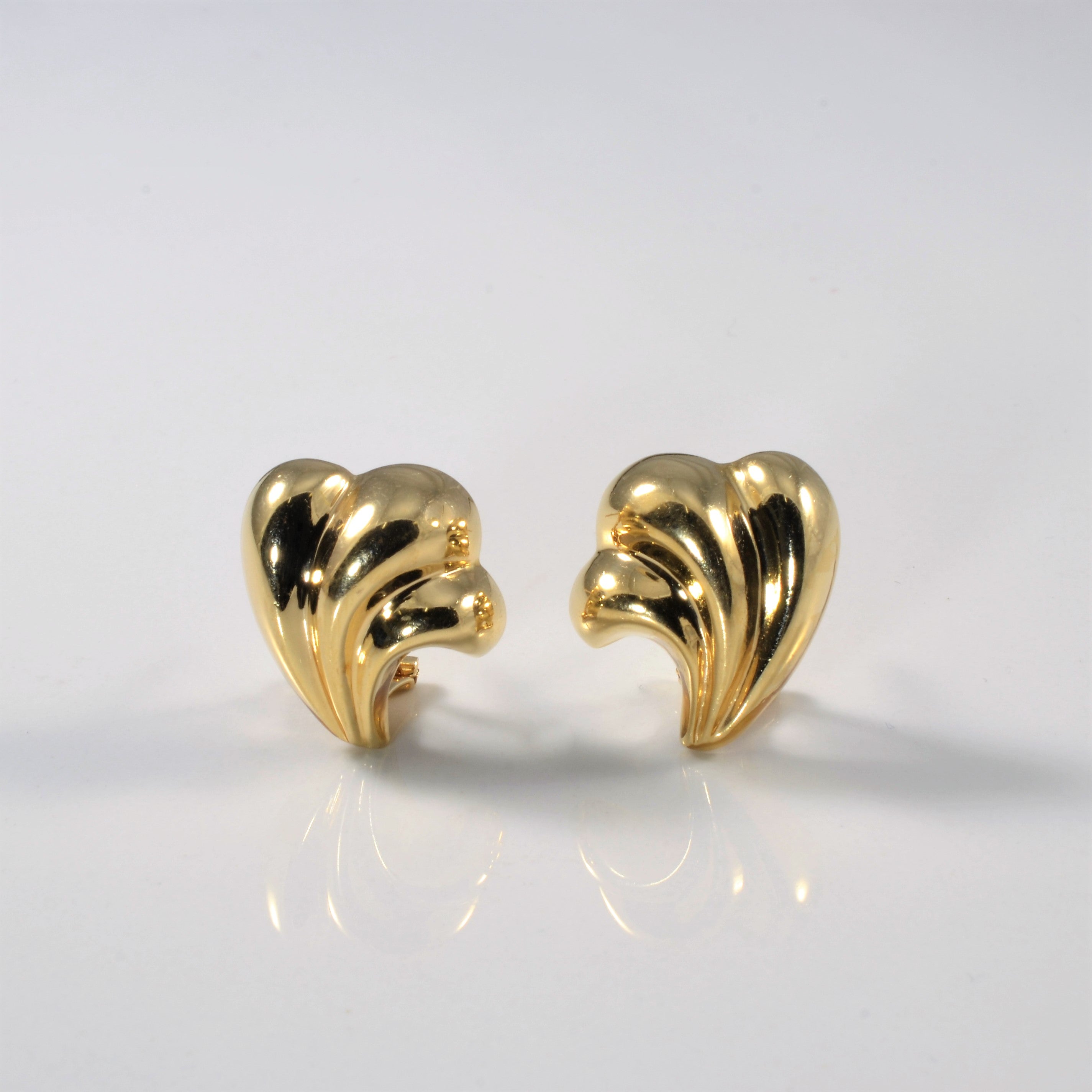 Yellow Gold Fan Stud Earrings |