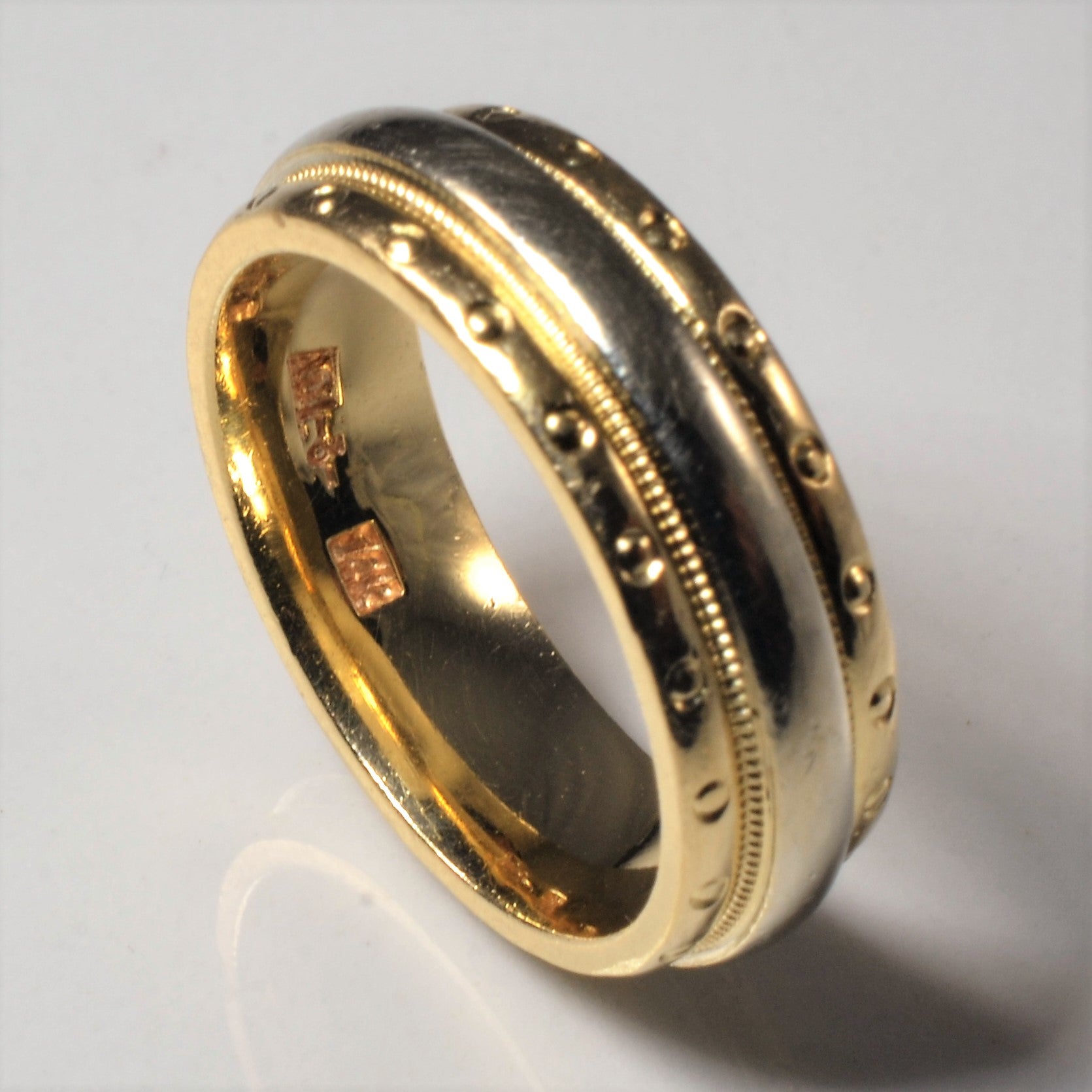 Milgrain Detailed Two Tone Gold Band | SZ 5.75 |