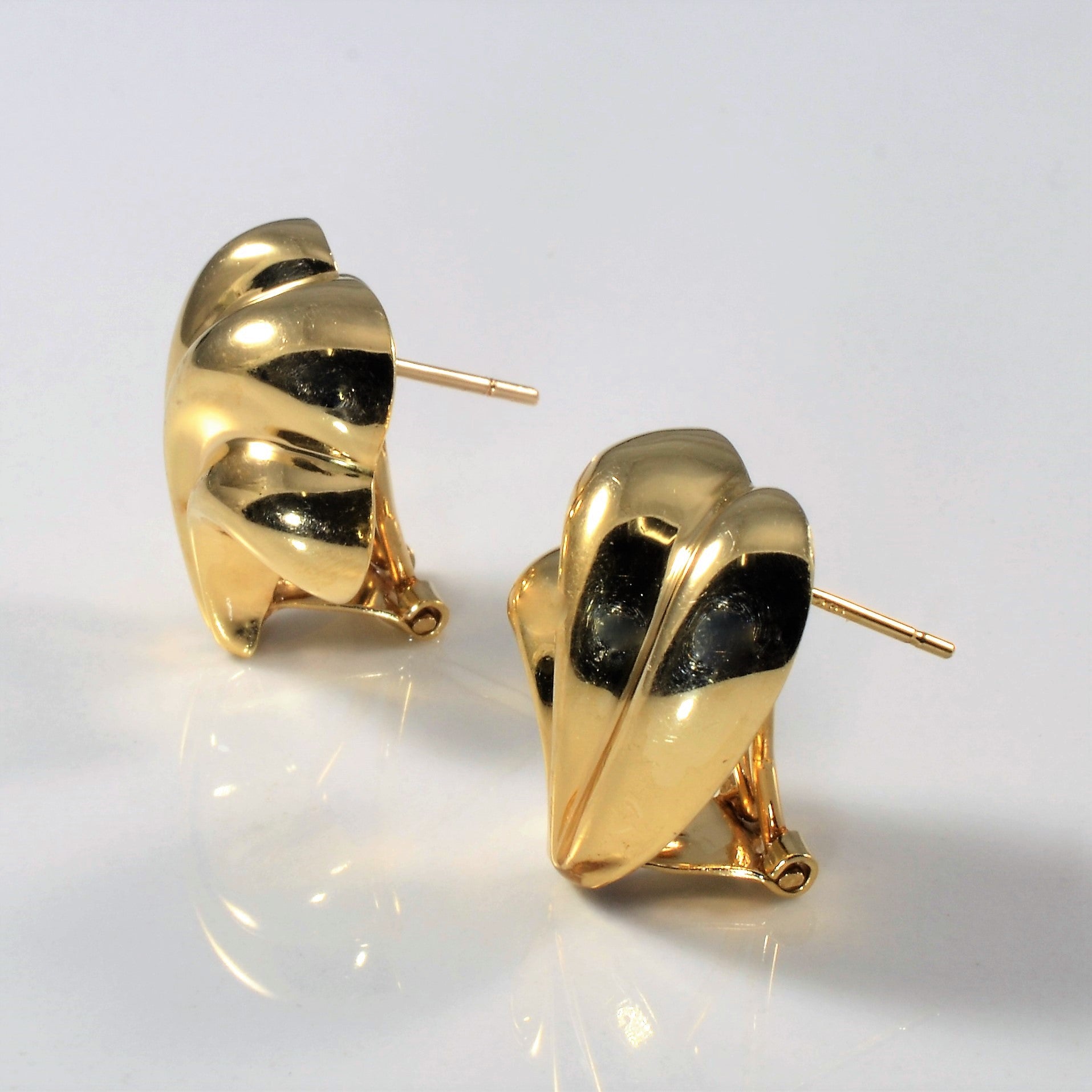 Yellow Gold Fan Stud Earrings |