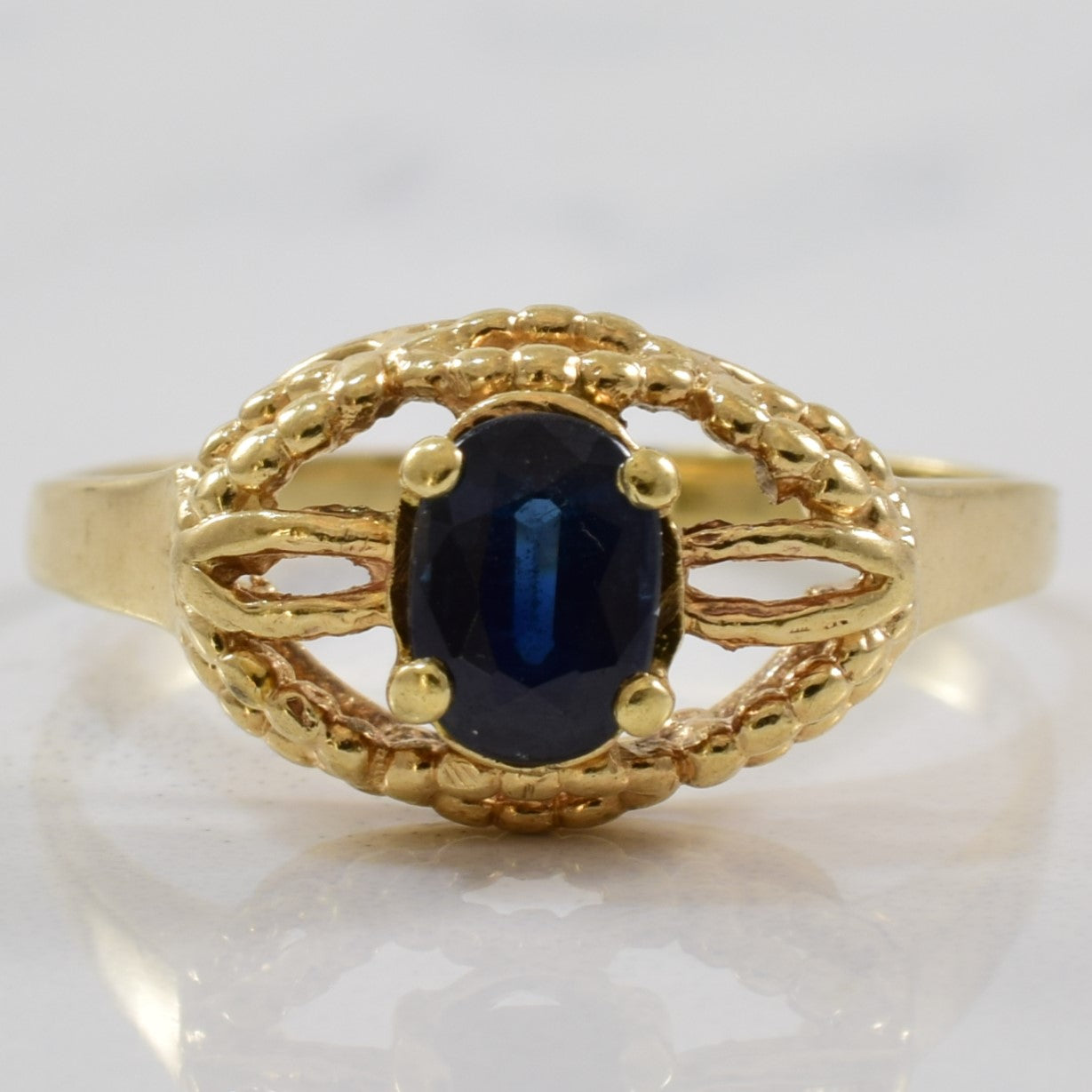 Bague en saphir bleu sertie d'un motif corde | 0,60 ct | Taille 8,5 |