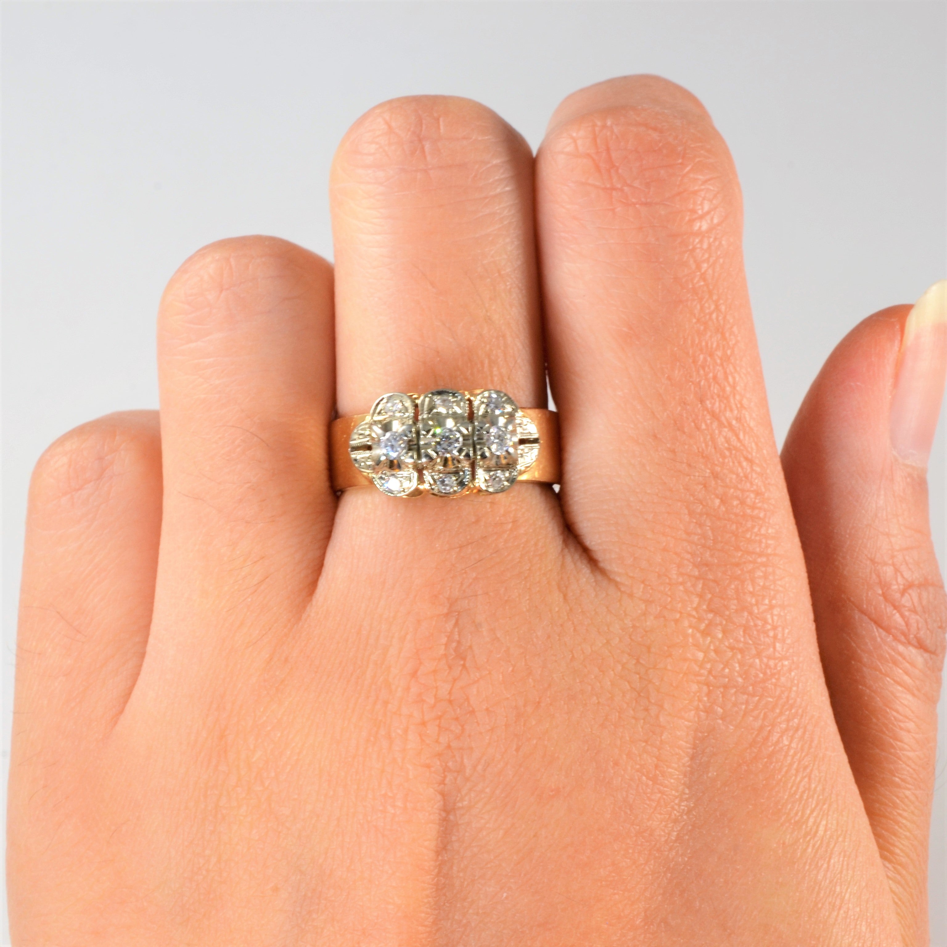 Two Tone Gold Diamond Ring | 0.16ctw | SZ 7.25 |