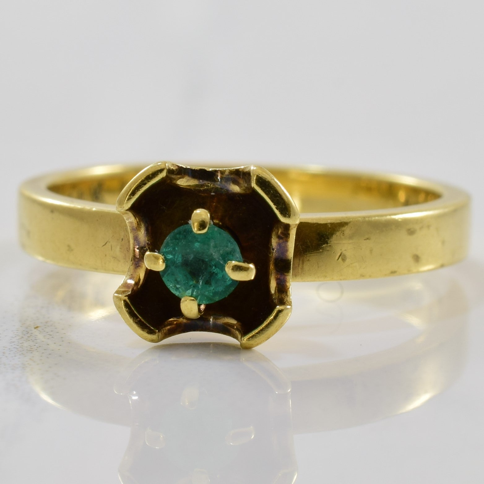 Bague florale en émeraude | 0,14 ct | Taille 7 |