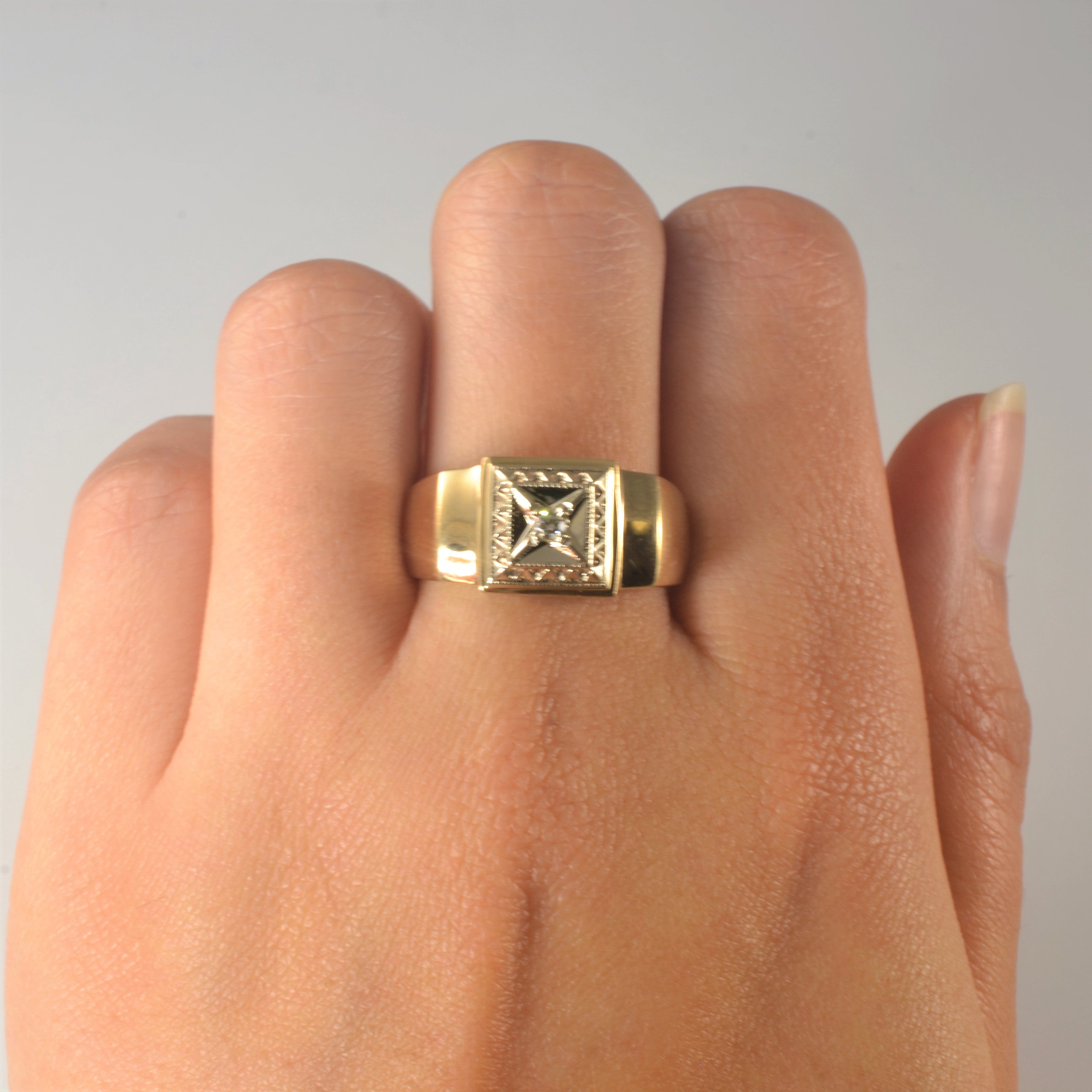 Diamond Cut Milgrain Ring | 0.06ct | SZ 9.75 |