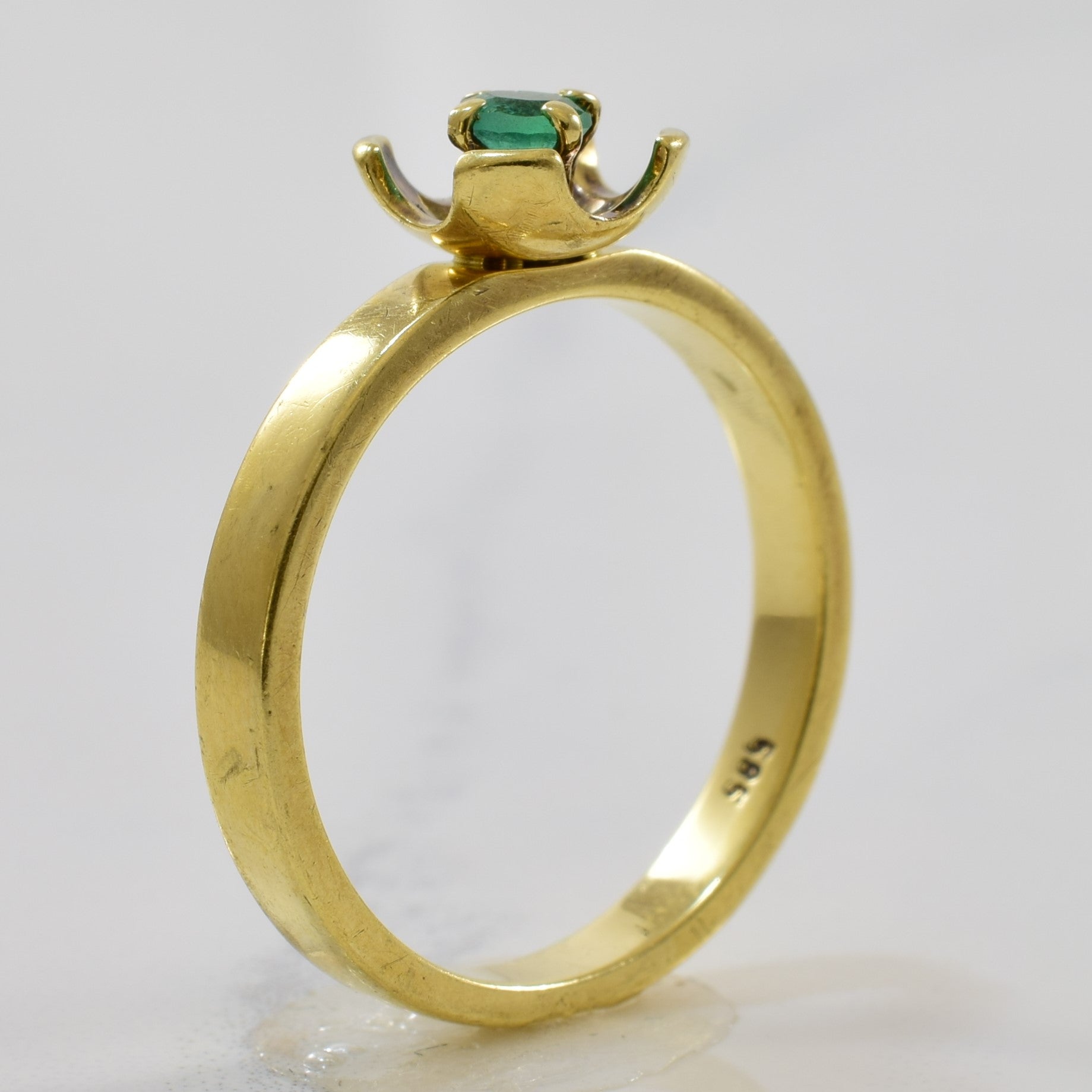 Bague florale en émeraude | 0,14 ct | Taille 7 |