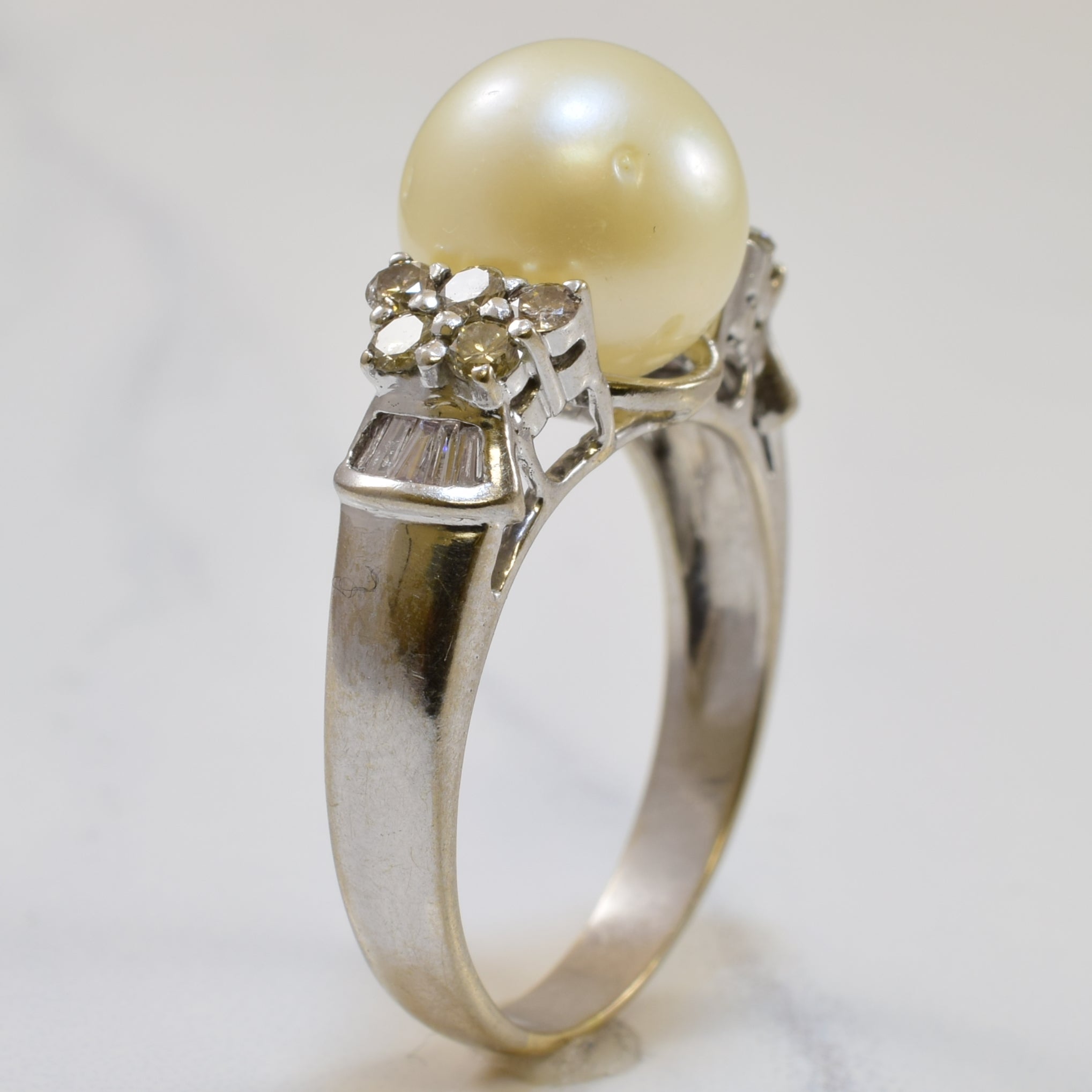 Pearl & Diamond Ring | 7.50ct, 0.35ctw | SZ 8.5 |