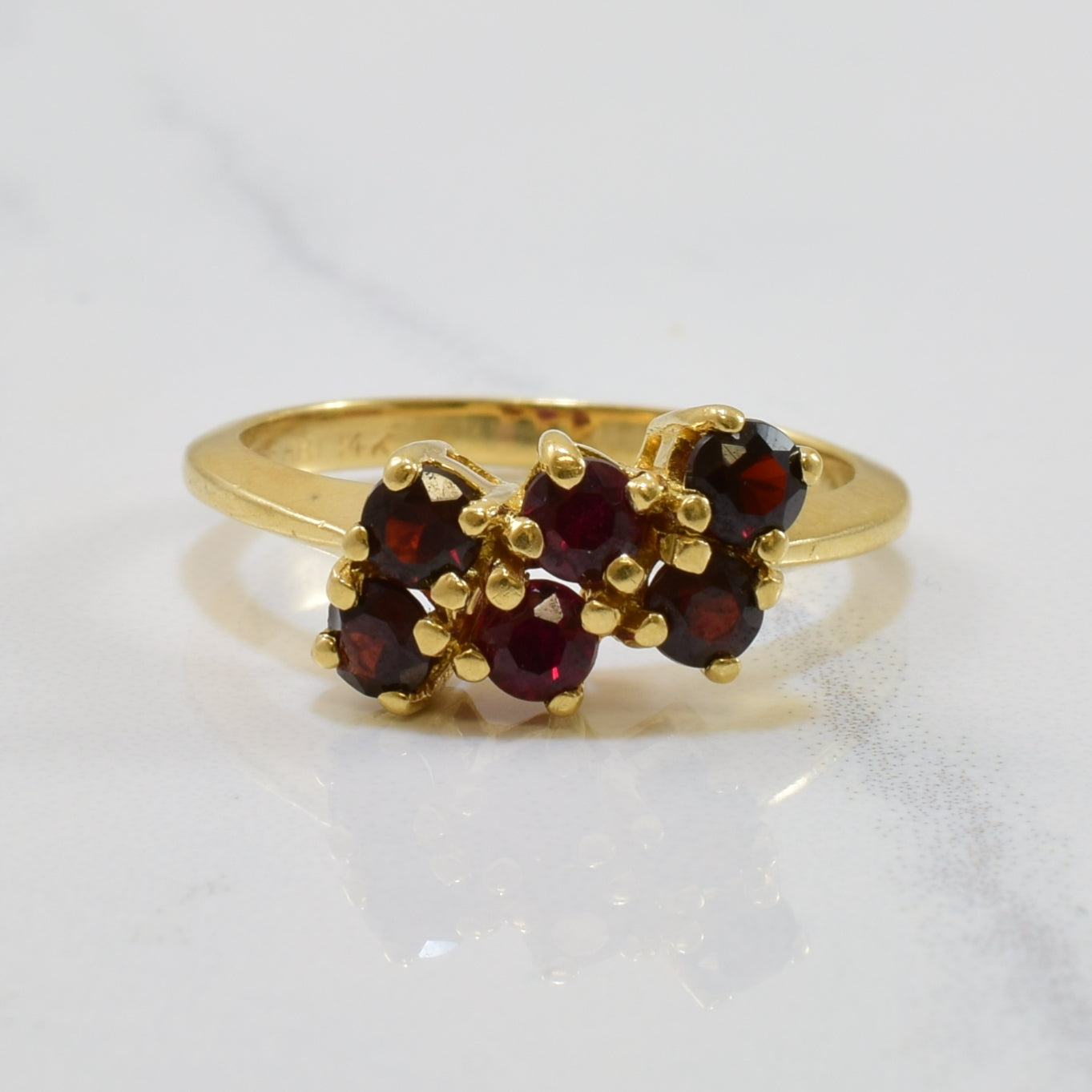 Garnet & Synthetic Ruby Ring | 0.82ctw | SZ 6.5 |