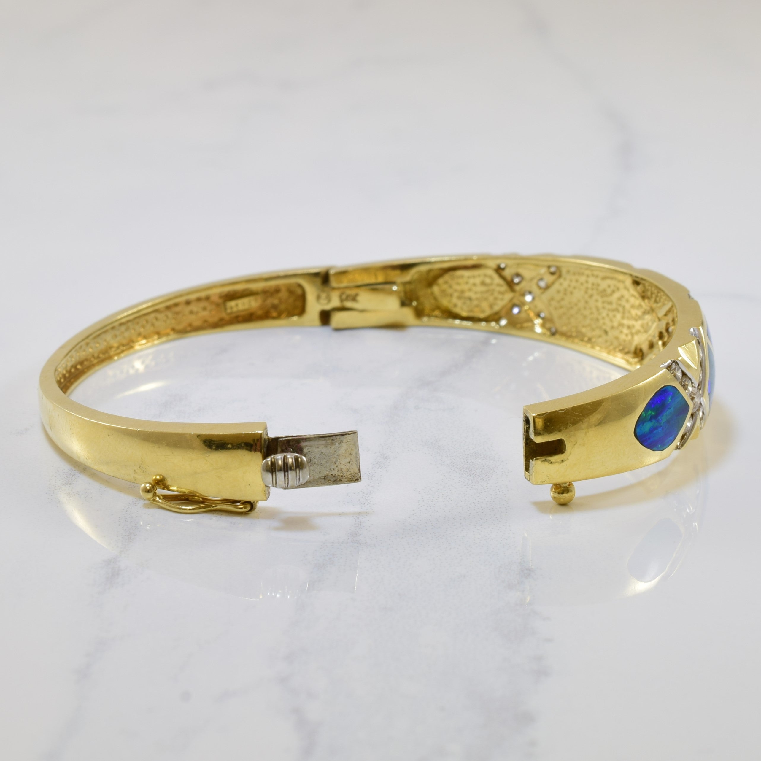 Bracelet en opale noire et diamants | 5,00 ct, 1,20 ct | 7,5" |