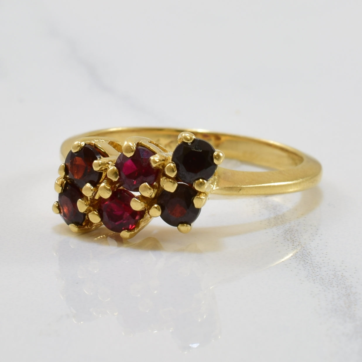 Garnet & Synthetic Ruby Ring | 0.82ctw | SZ 6.5 |
