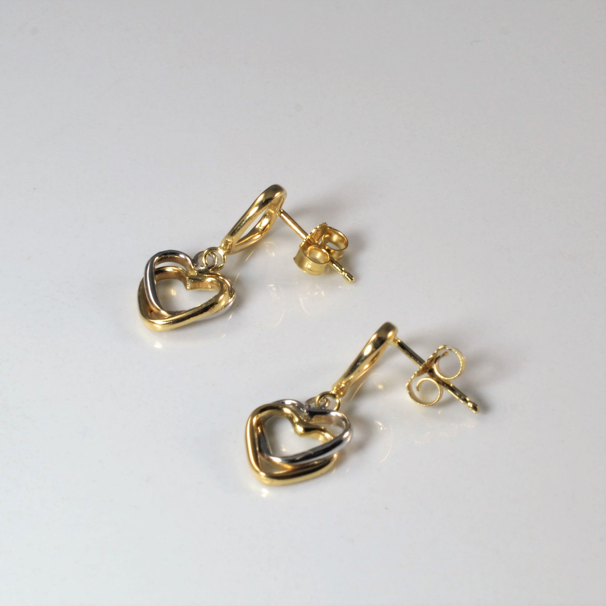 Double Heart Drop Earrings |