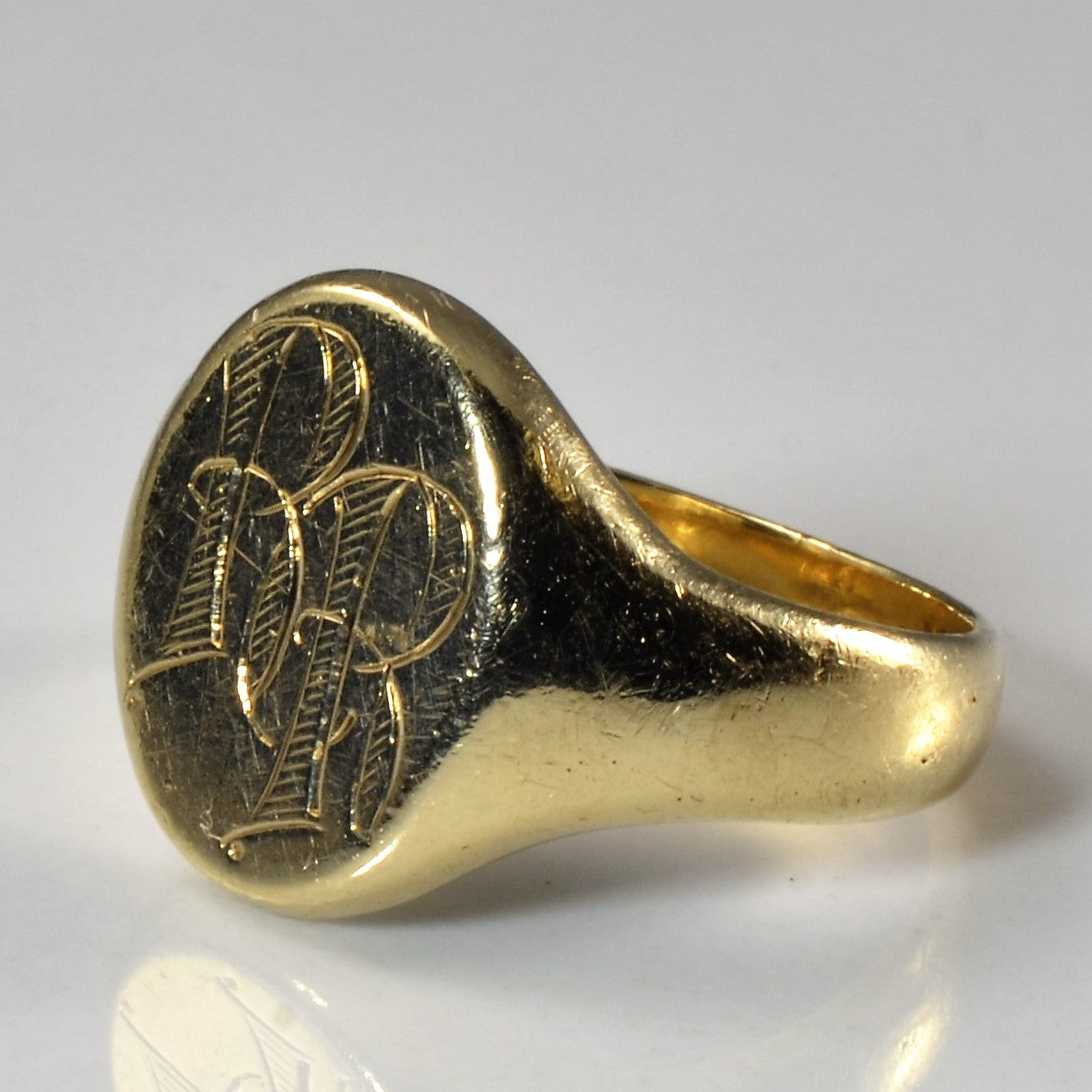 Initial 'RR' Yellow Gold Signet Ring | SZ 9.5 |