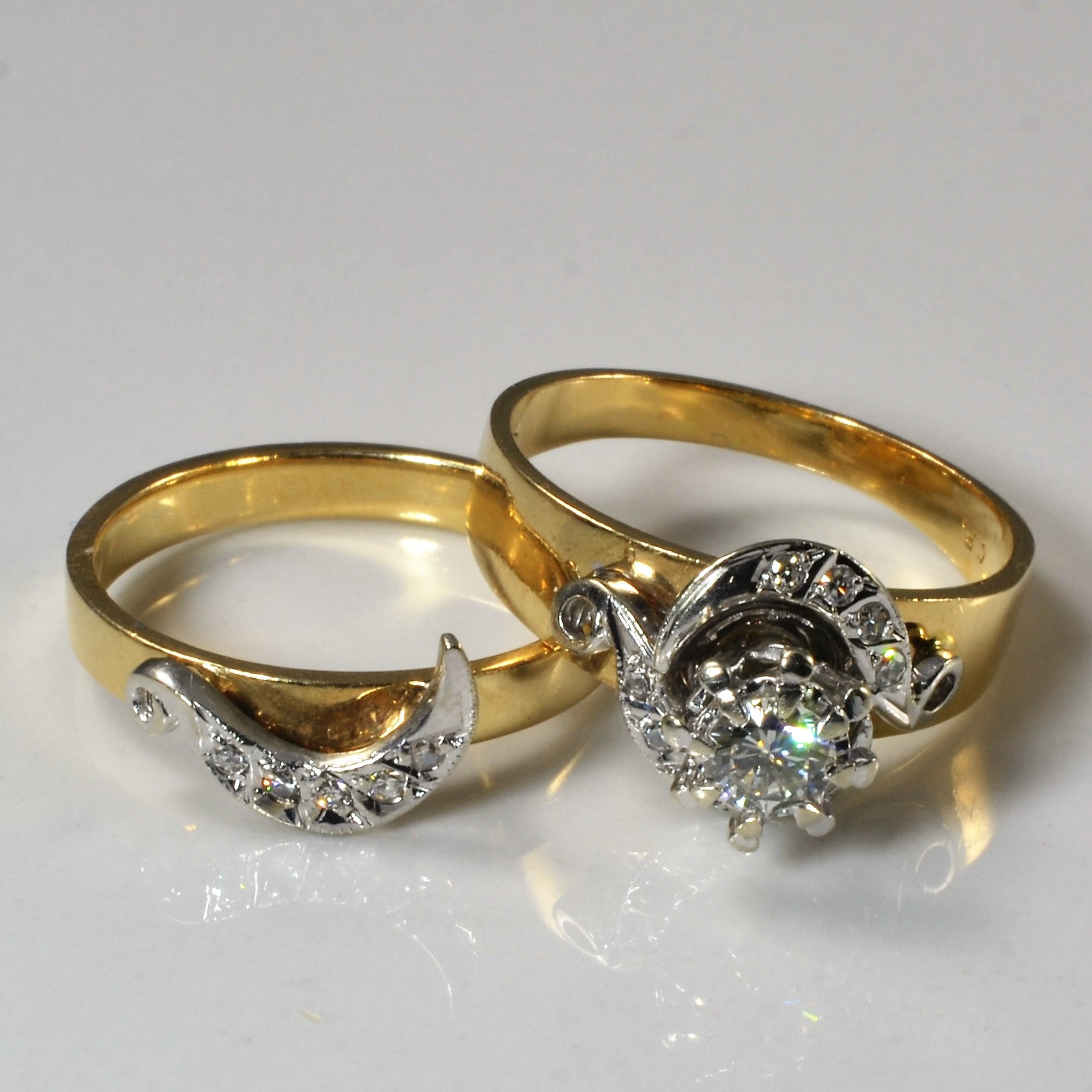 Ensemble de mariage unique en diamants torsadés | 0,40 ct | Taille 7,5 |