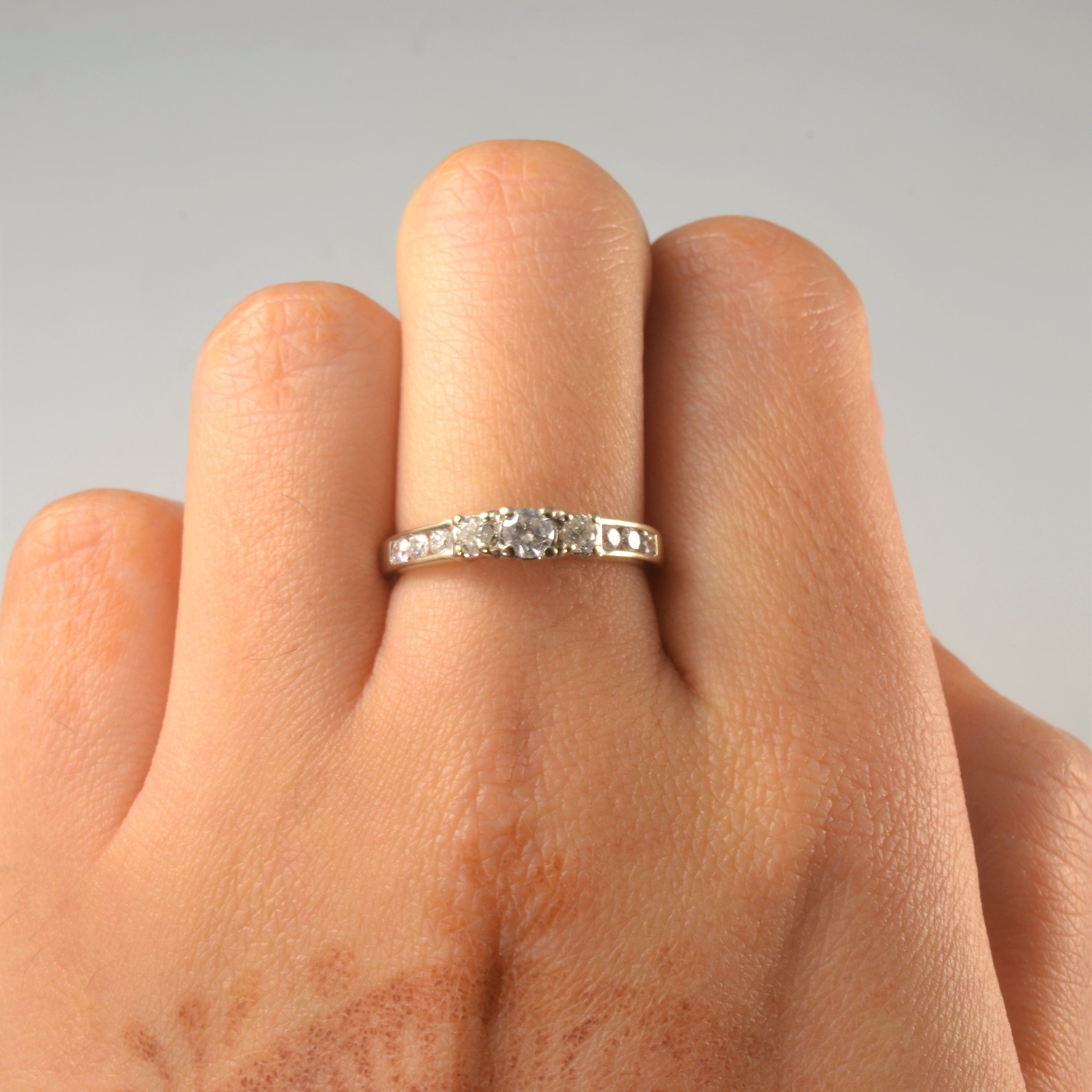 Three Stone Channel Accented Diamond Ring | 0.34ctw | SZ 6.5 |