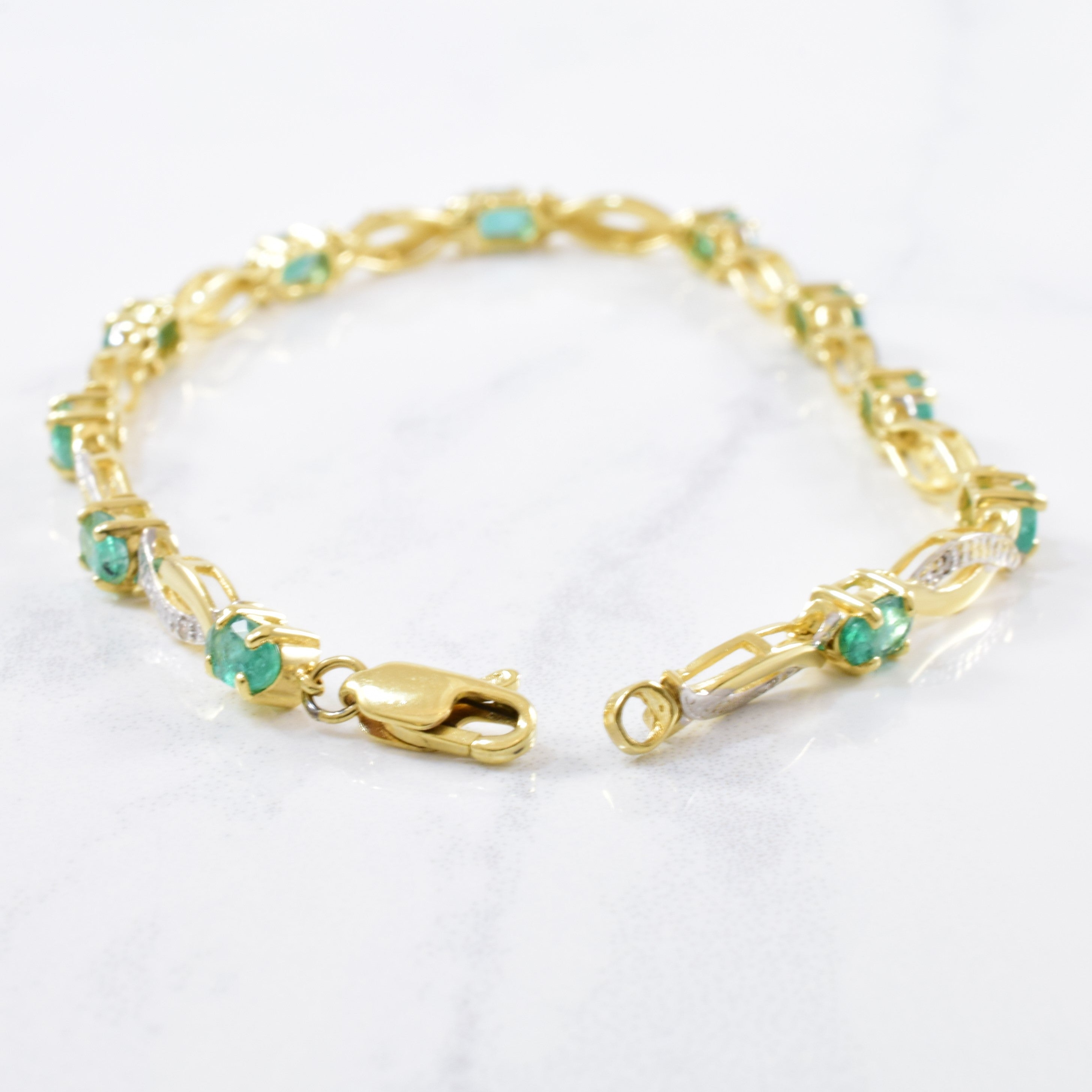 Emerald & Diamond Gemstone Bracelet | 2.75ctw, 0.03ctw | 7" |