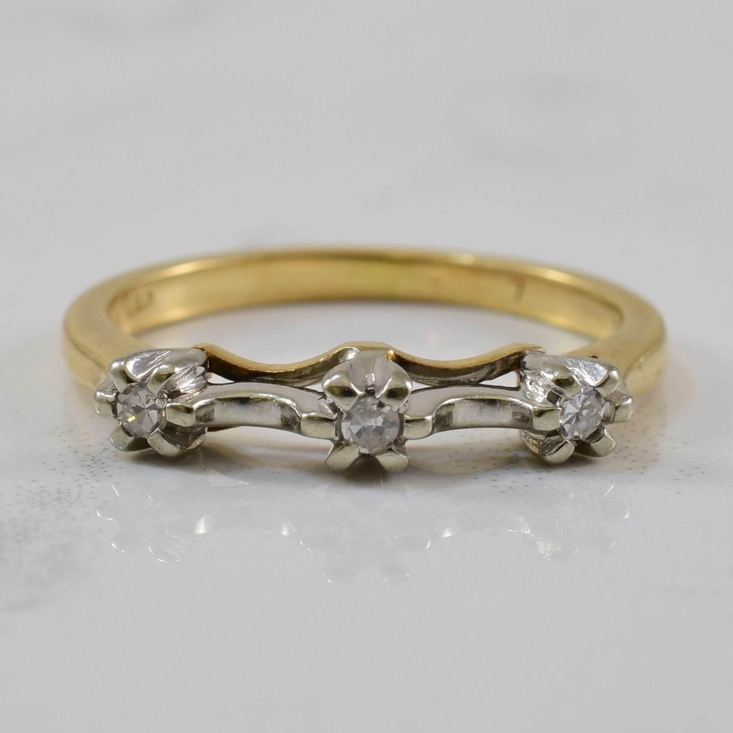 1980s Three Stone Diamond Band | 0.03ctw | SZ 4.5 |