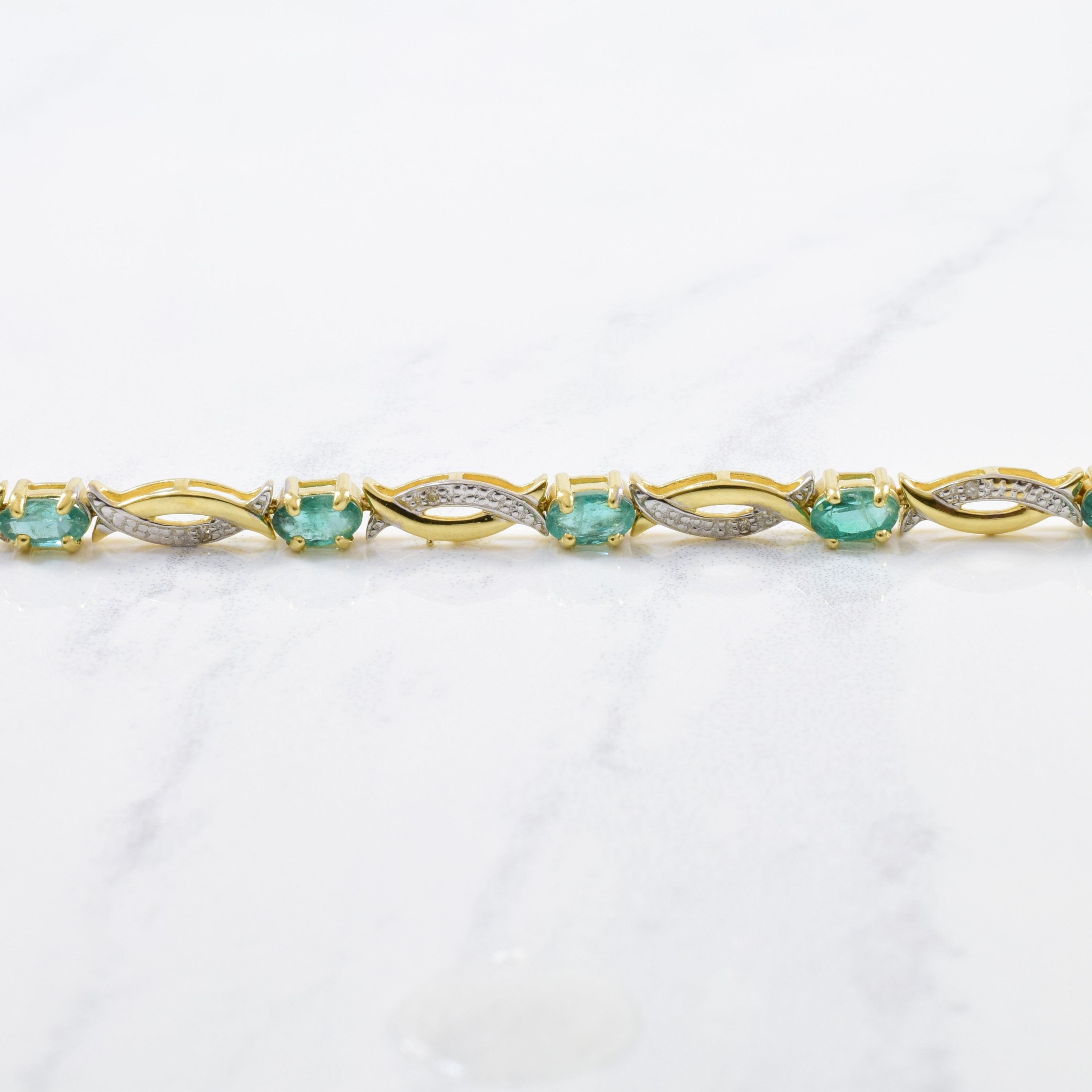 Emerald & Diamond Gemstone Bracelet | 2.75ctw, 0.03ctw | 7" |