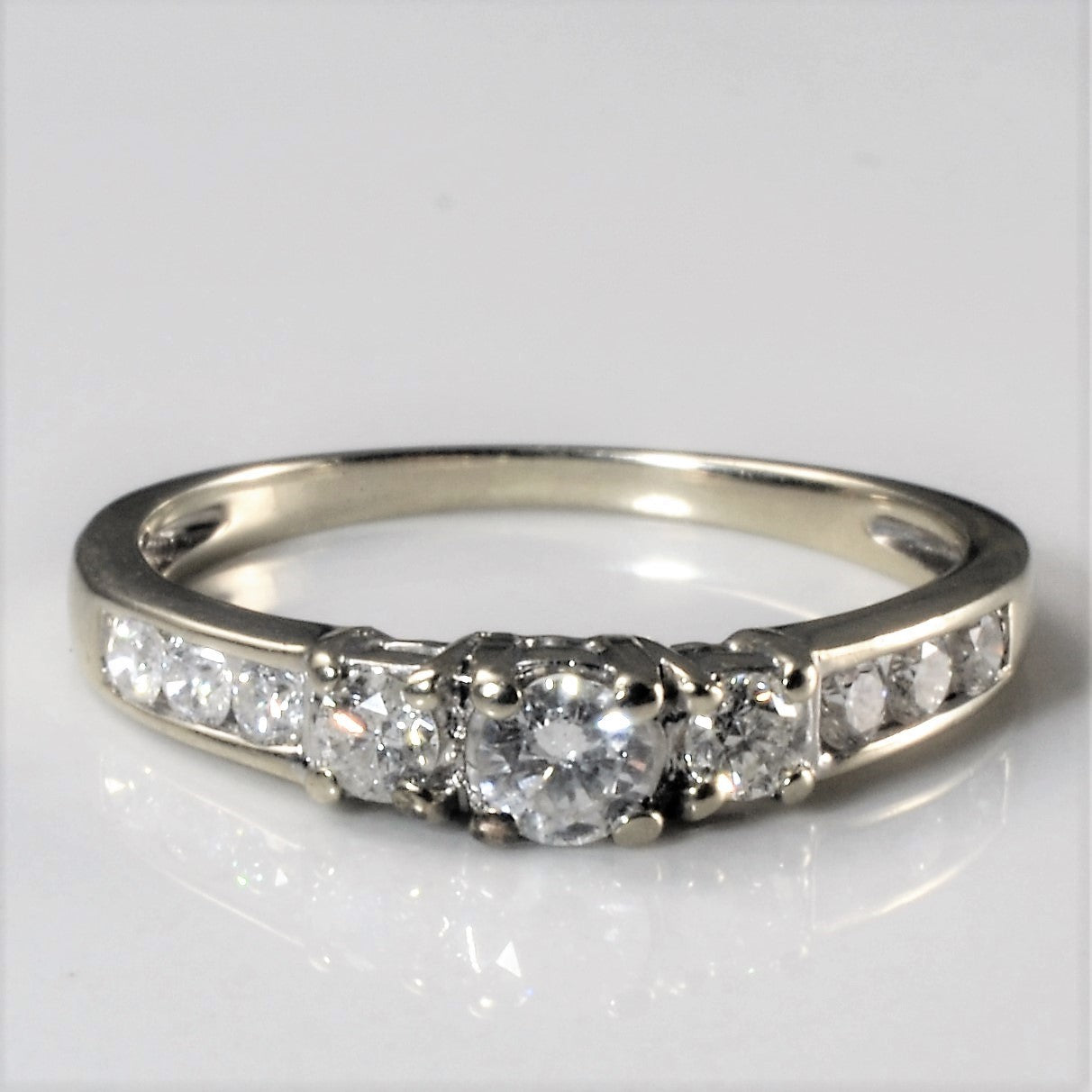 Three Stone Channel Accented Diamond Ring | 0.34ctw | SZ 6.5 |