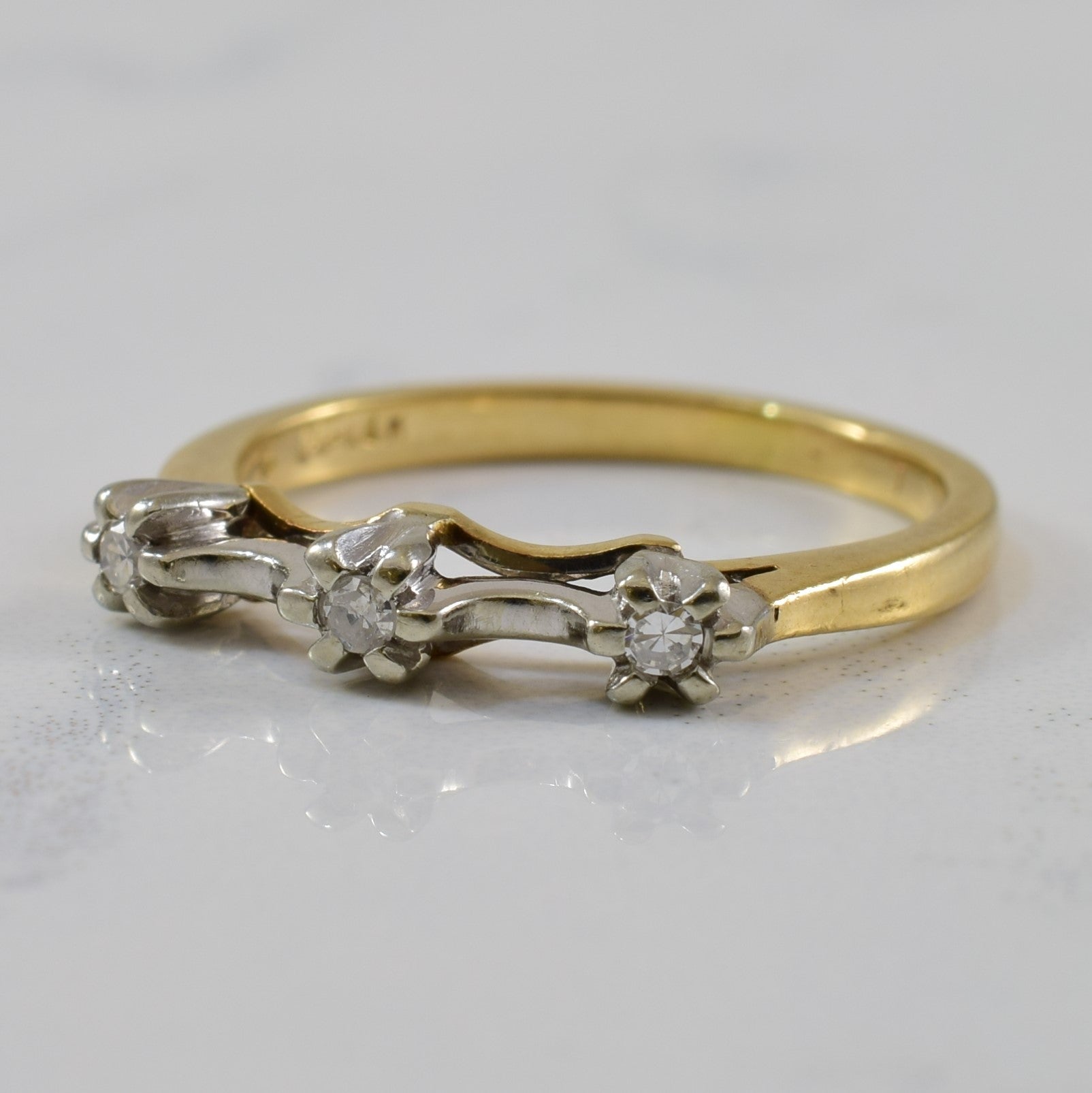 1980s Three Stone Diamond Band | 0.03ctw | SZ 4.5 |